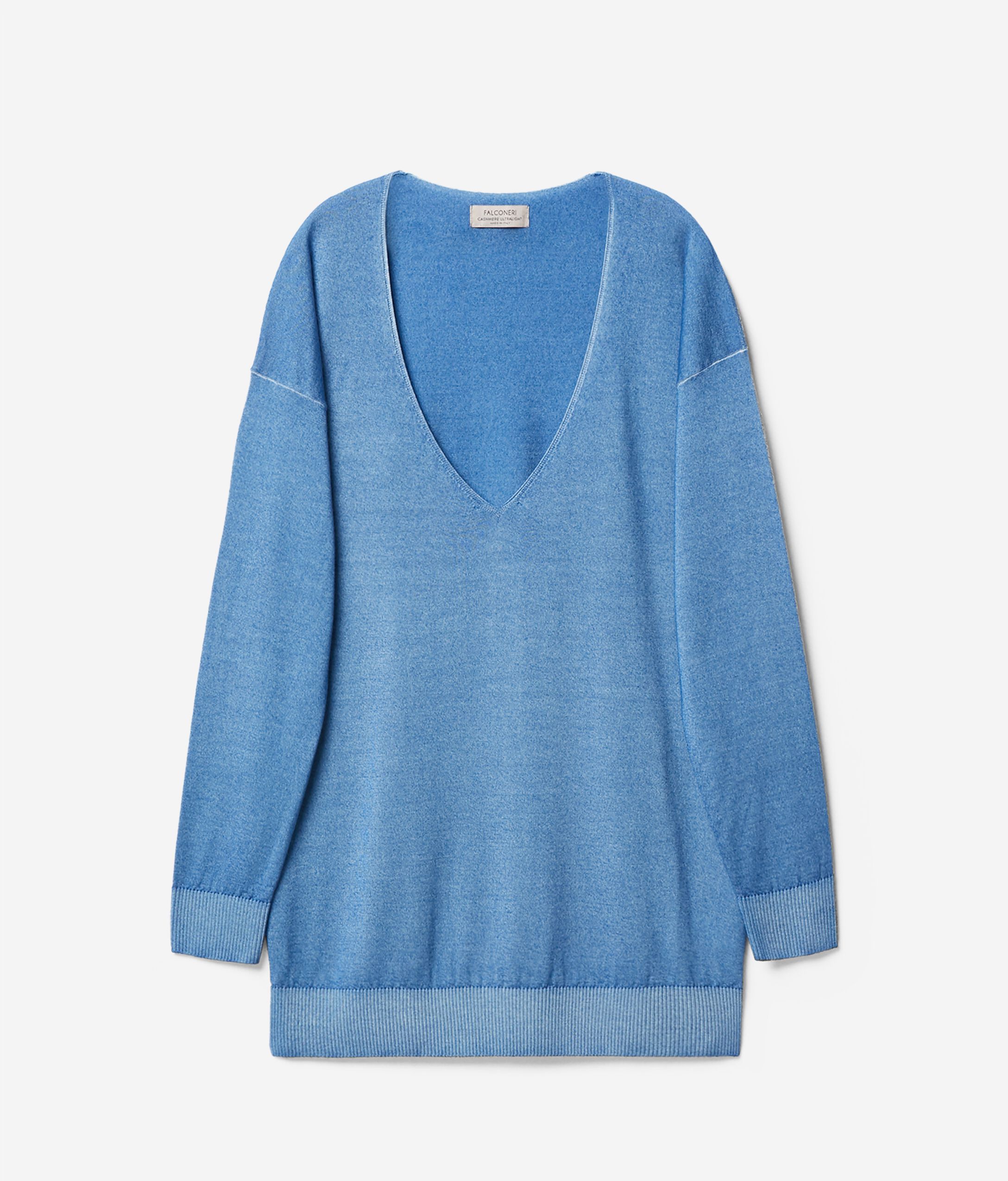 Maxipullover mit V-Ausschnitt aus Kaschmir Ultrafine