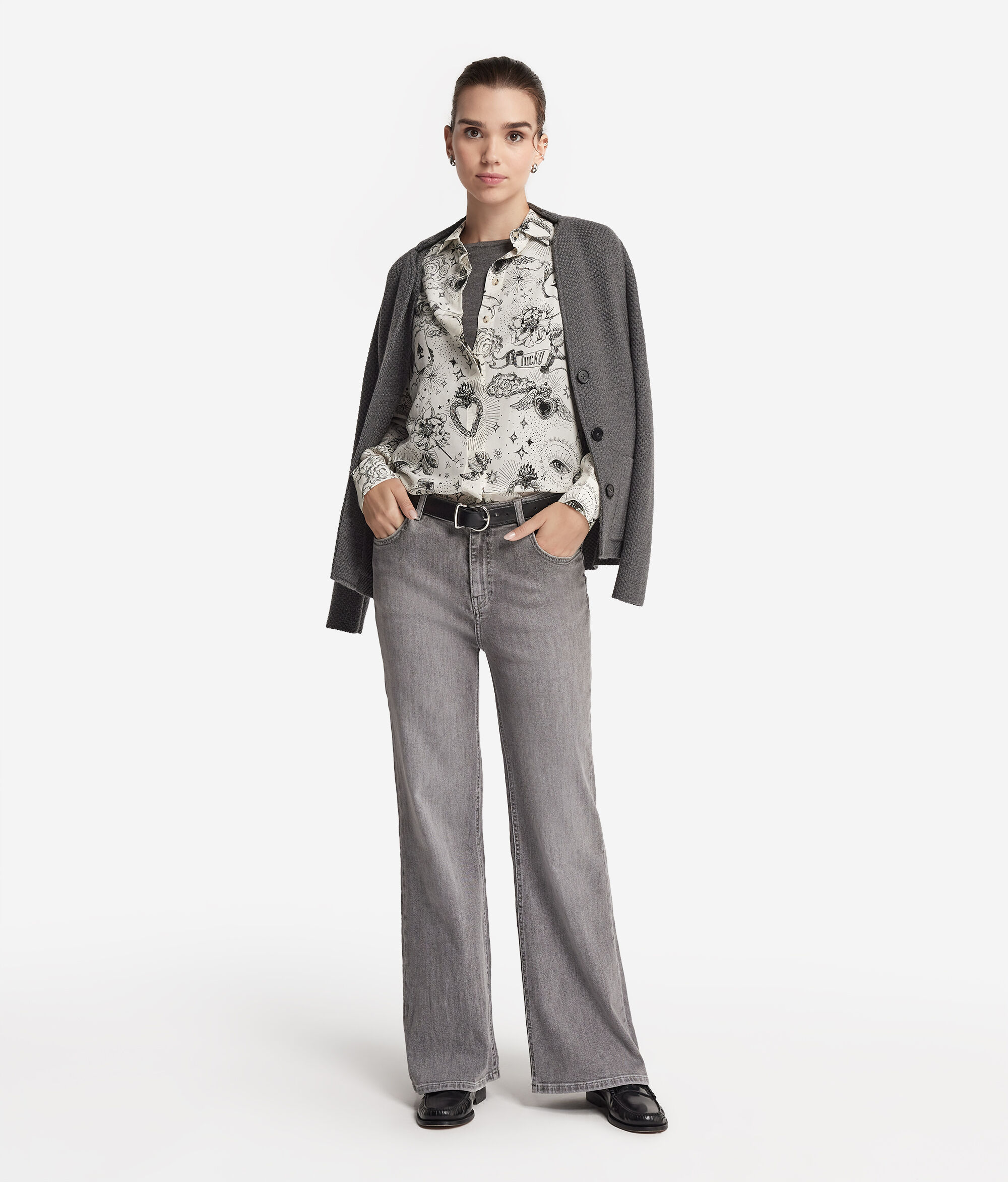Camicia con Colletto in Seta Stampata