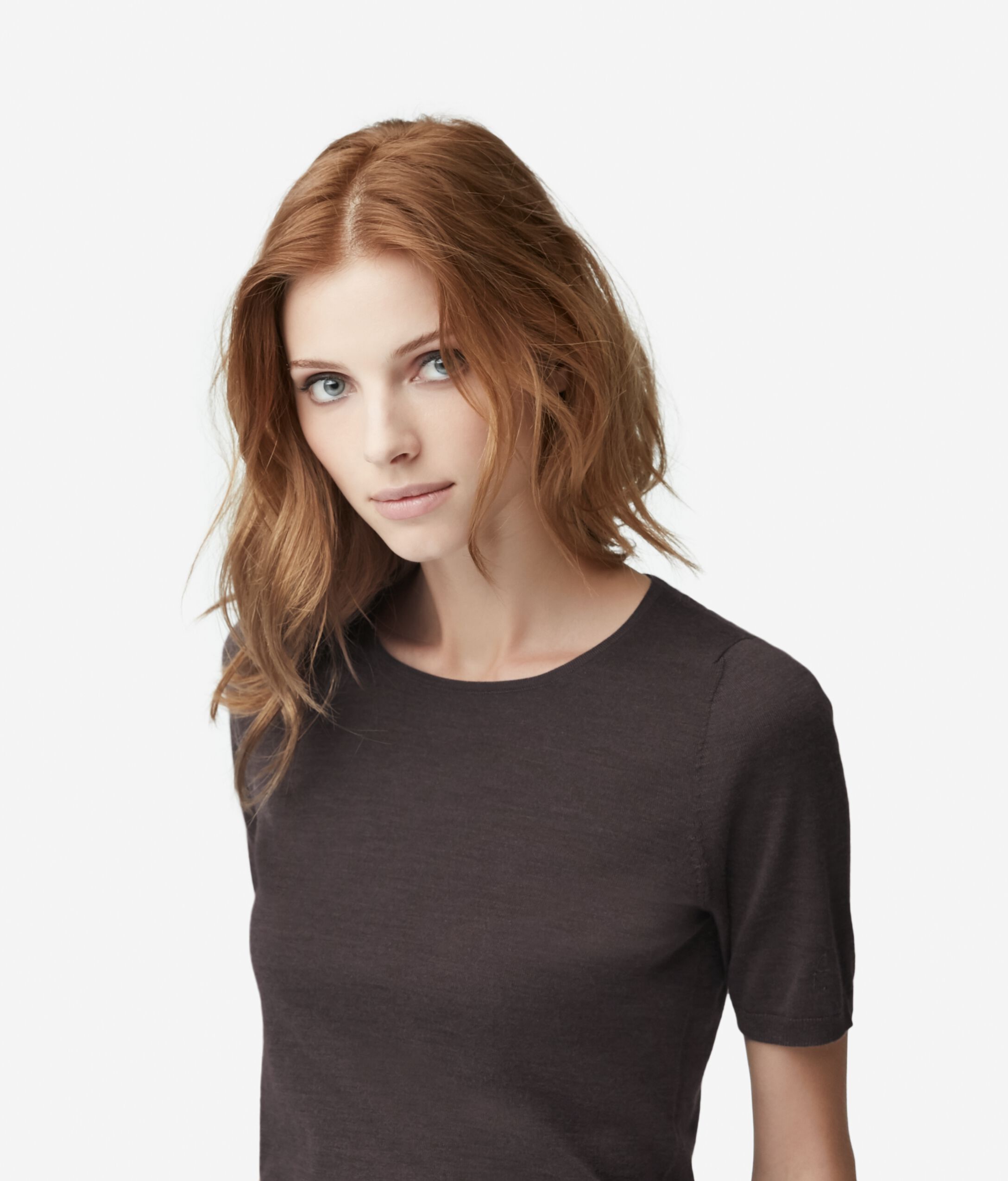 Round-Neck Short-Sleeve Ultrafine Cashmere Top