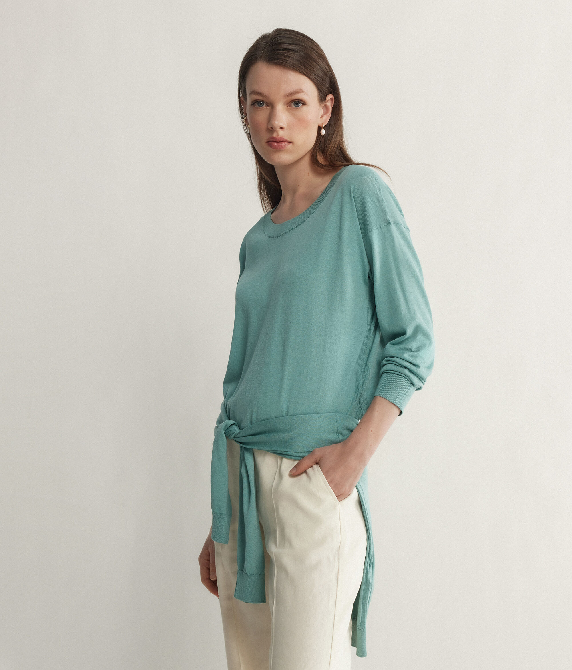 Maglia Girocollo in Seta e Cotone