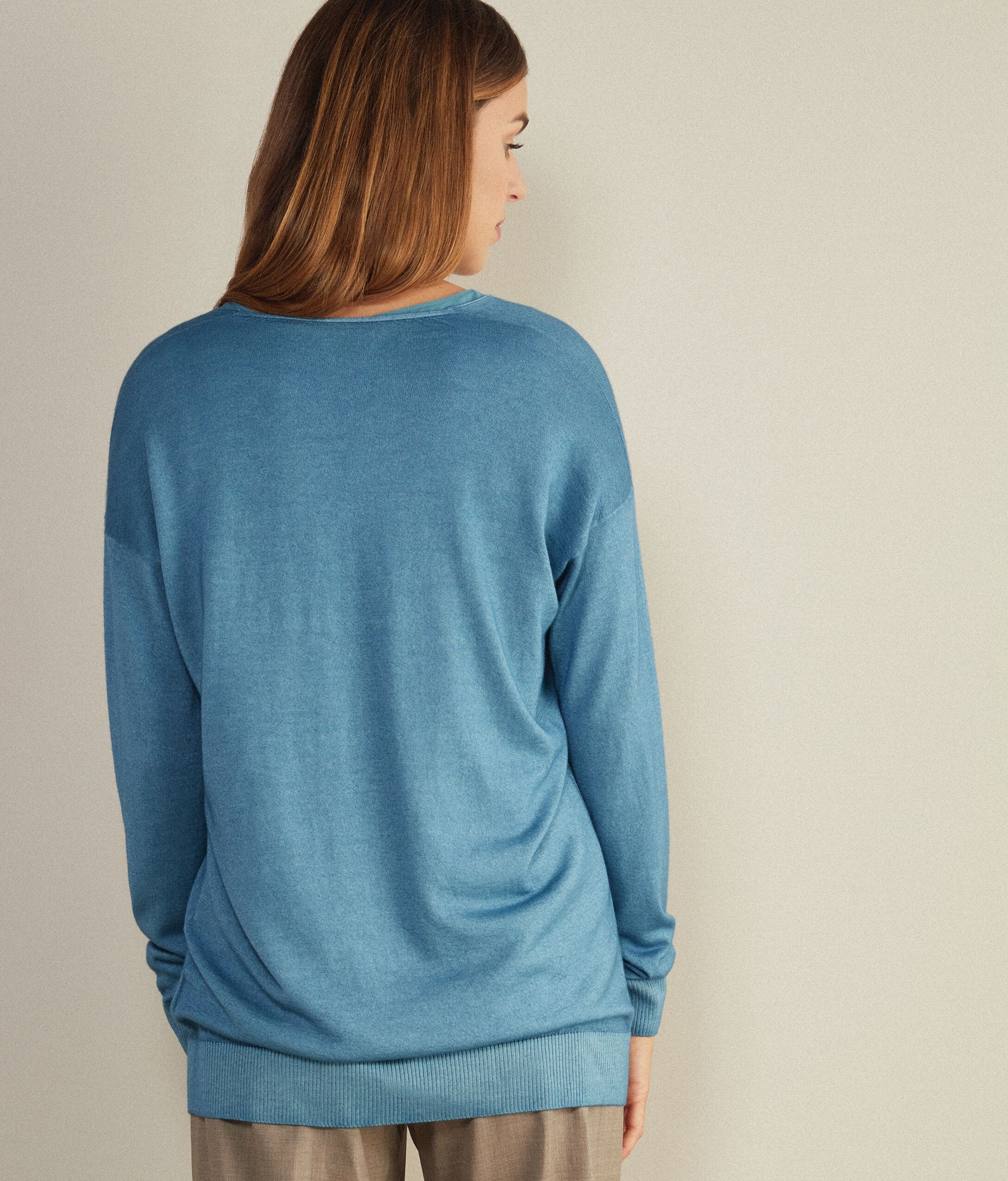 Pull large à col V en Cachemire ultra-fin