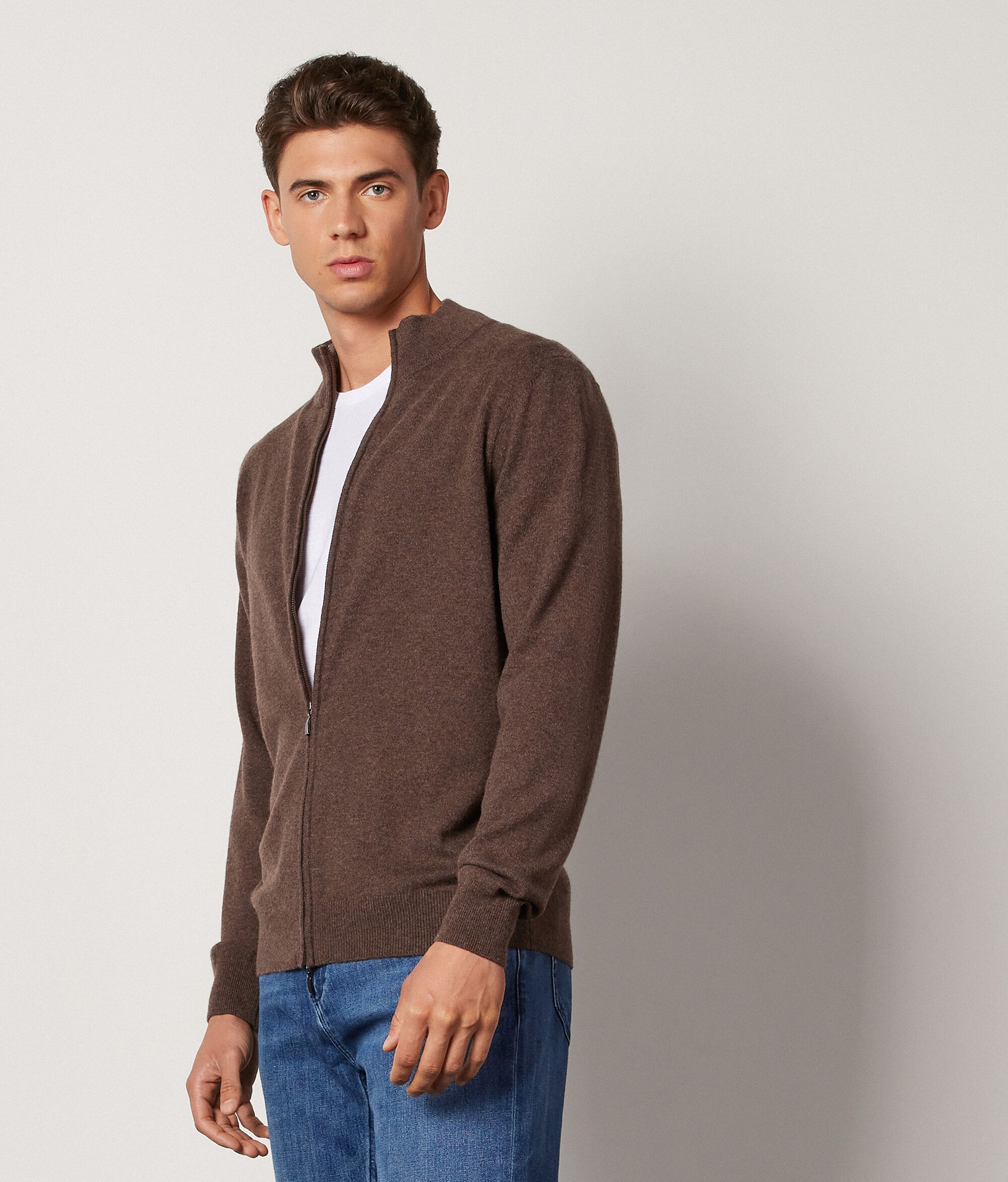 Cardigan Zip Intera in Cashmere Ultrasoft