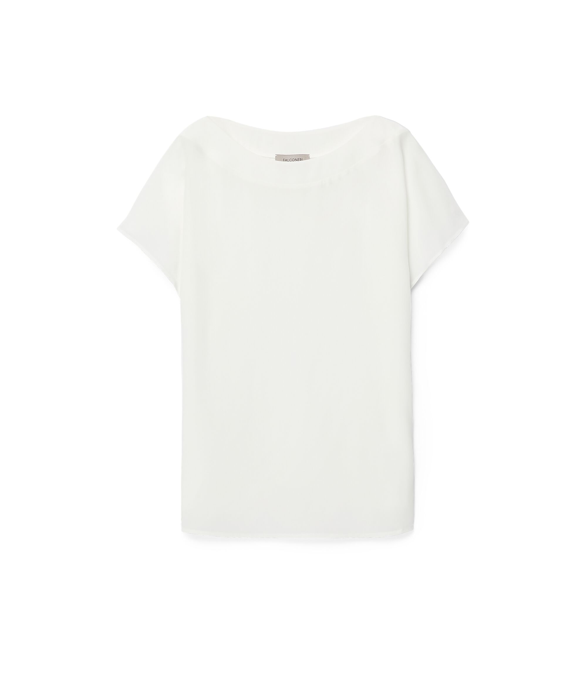 T-shirt à col bateau en soie et modal Colore Blanc