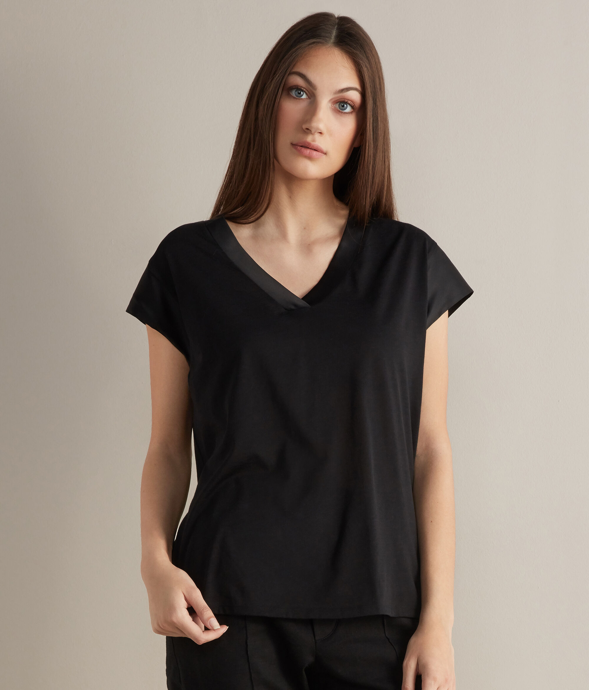 T-Shirt από Μετάξι Fresh με Σατέν Περίγραμμα