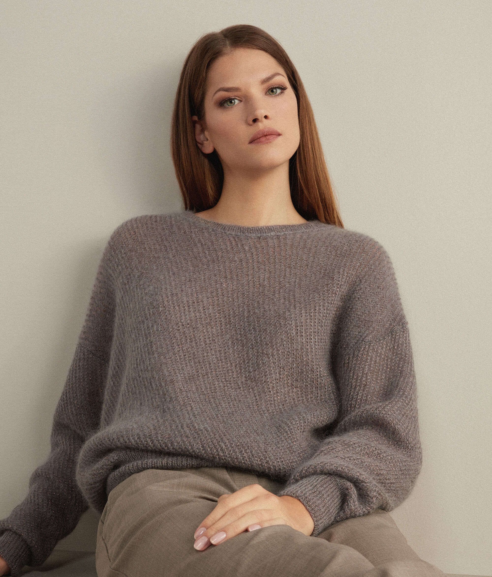 Maglia Girocollo in Mohair e Lamè