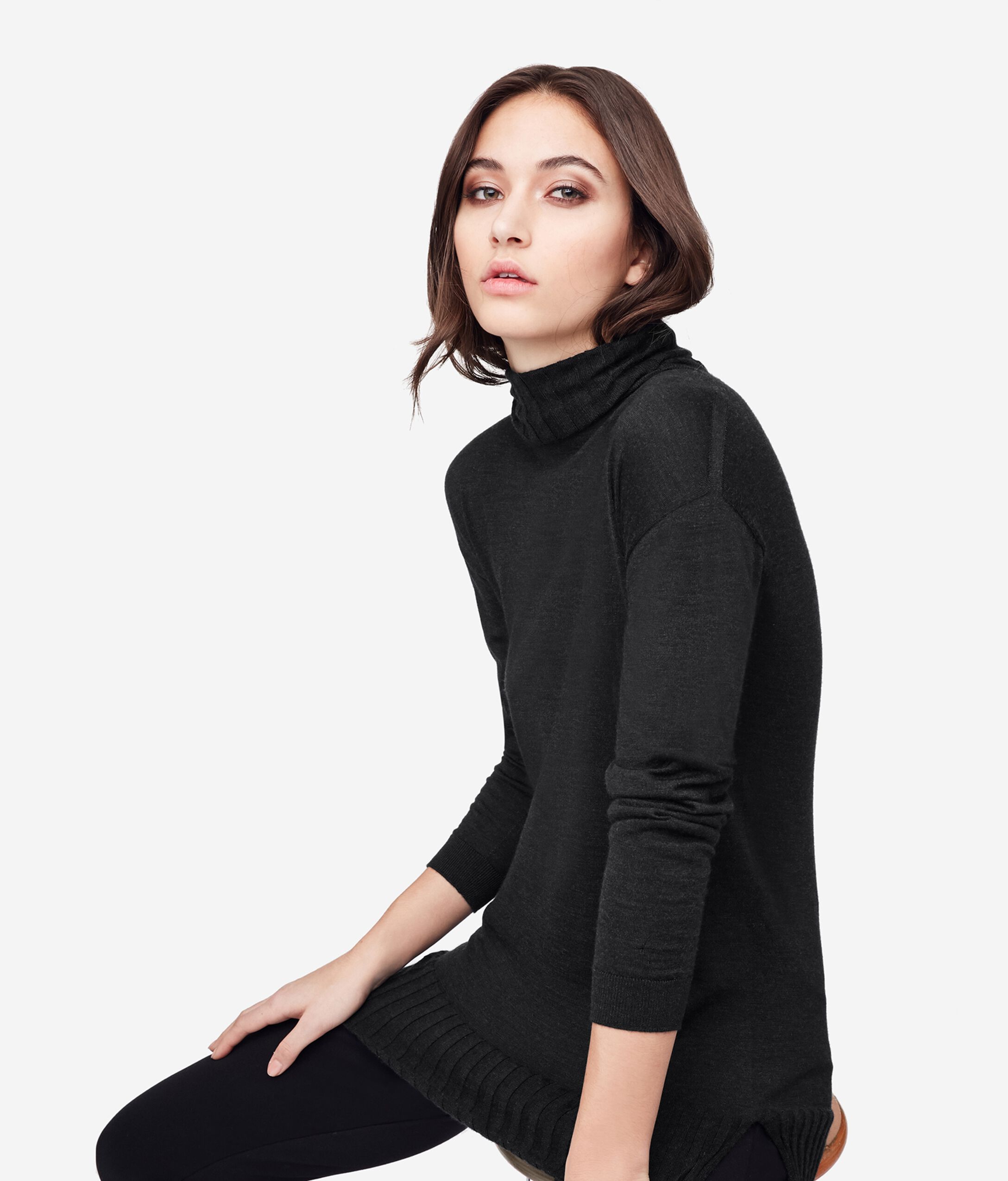 Ultralight Cashmere Maxi Polo Neck Top