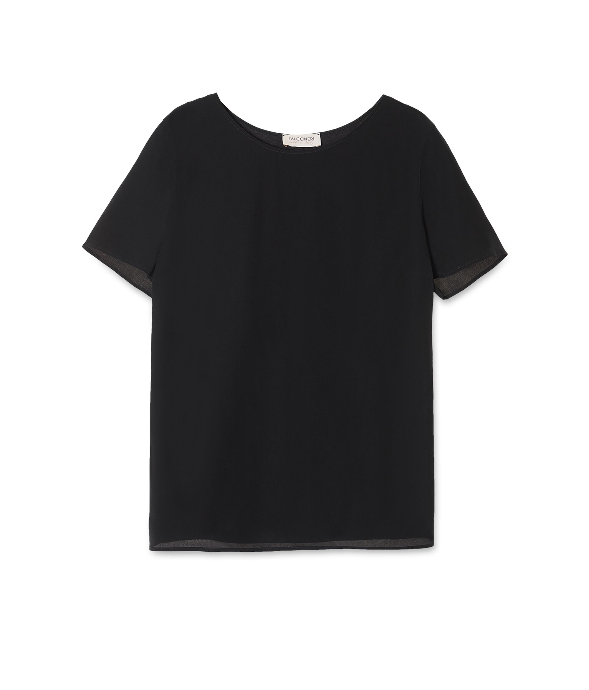 T-shirt à col rond en soie