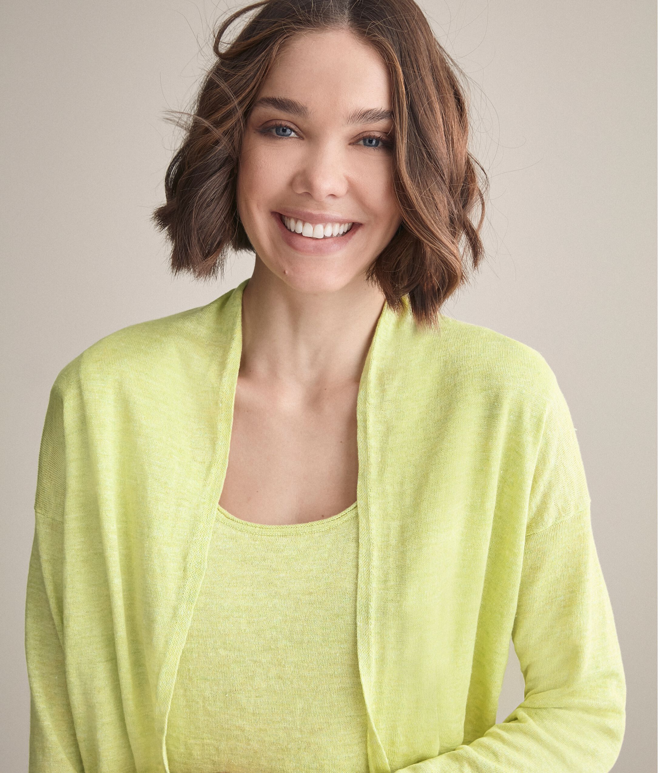 Open Front Linen Cardigan