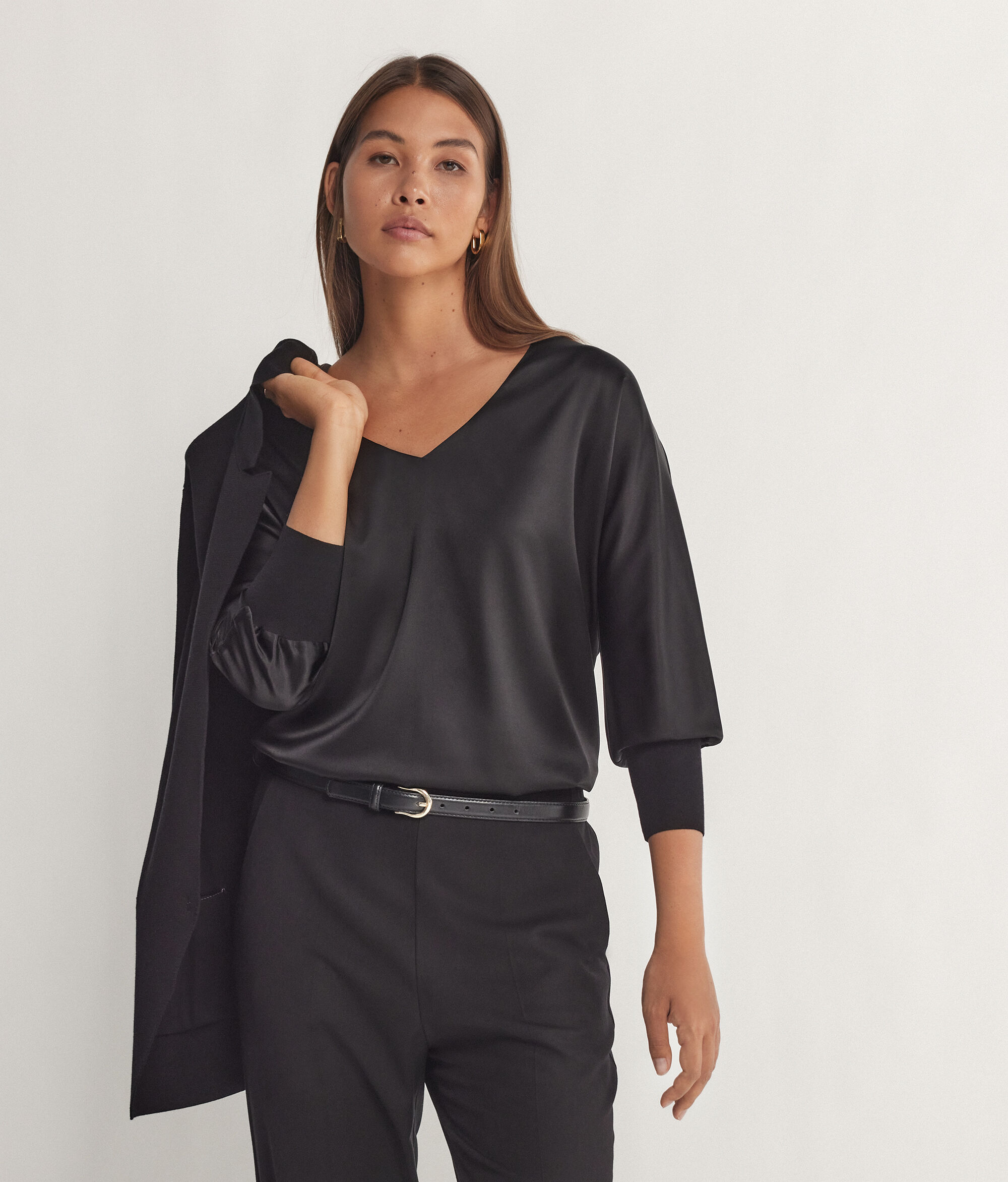 Blusa Scollo V in Seta