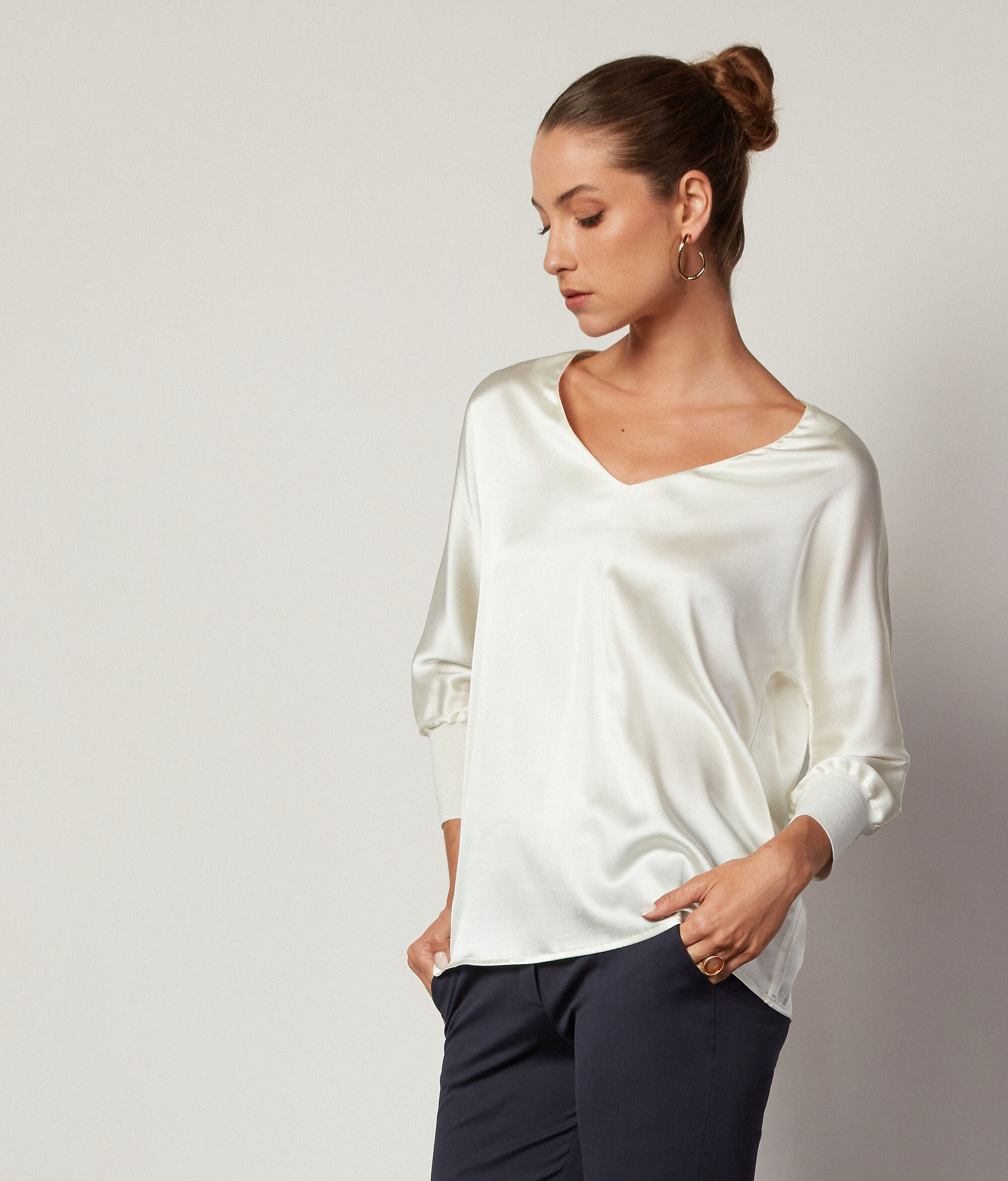 V-Neck Silk Blouse
