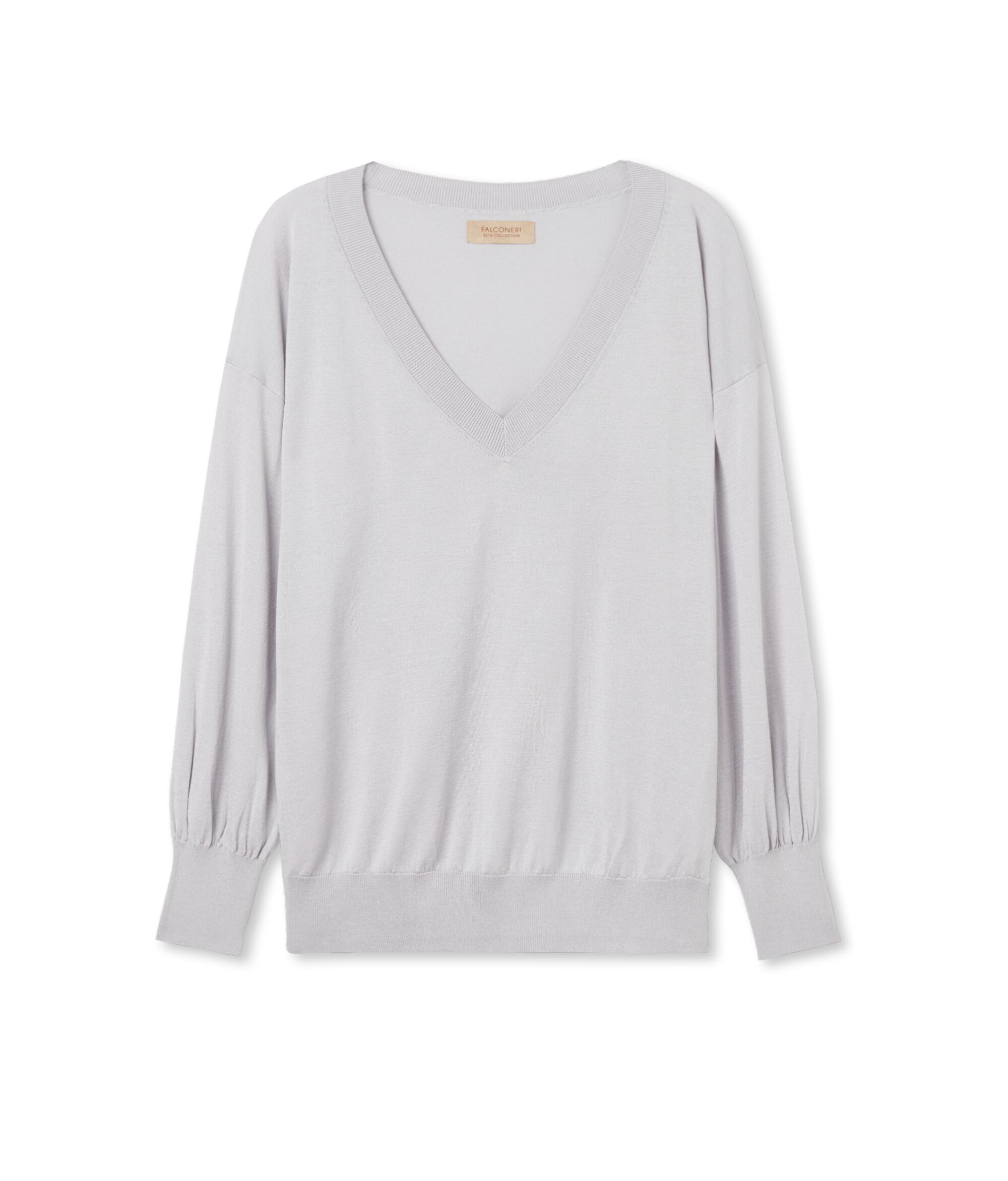 Maglia Scollo a V in Seta e Cotone a Palloncino