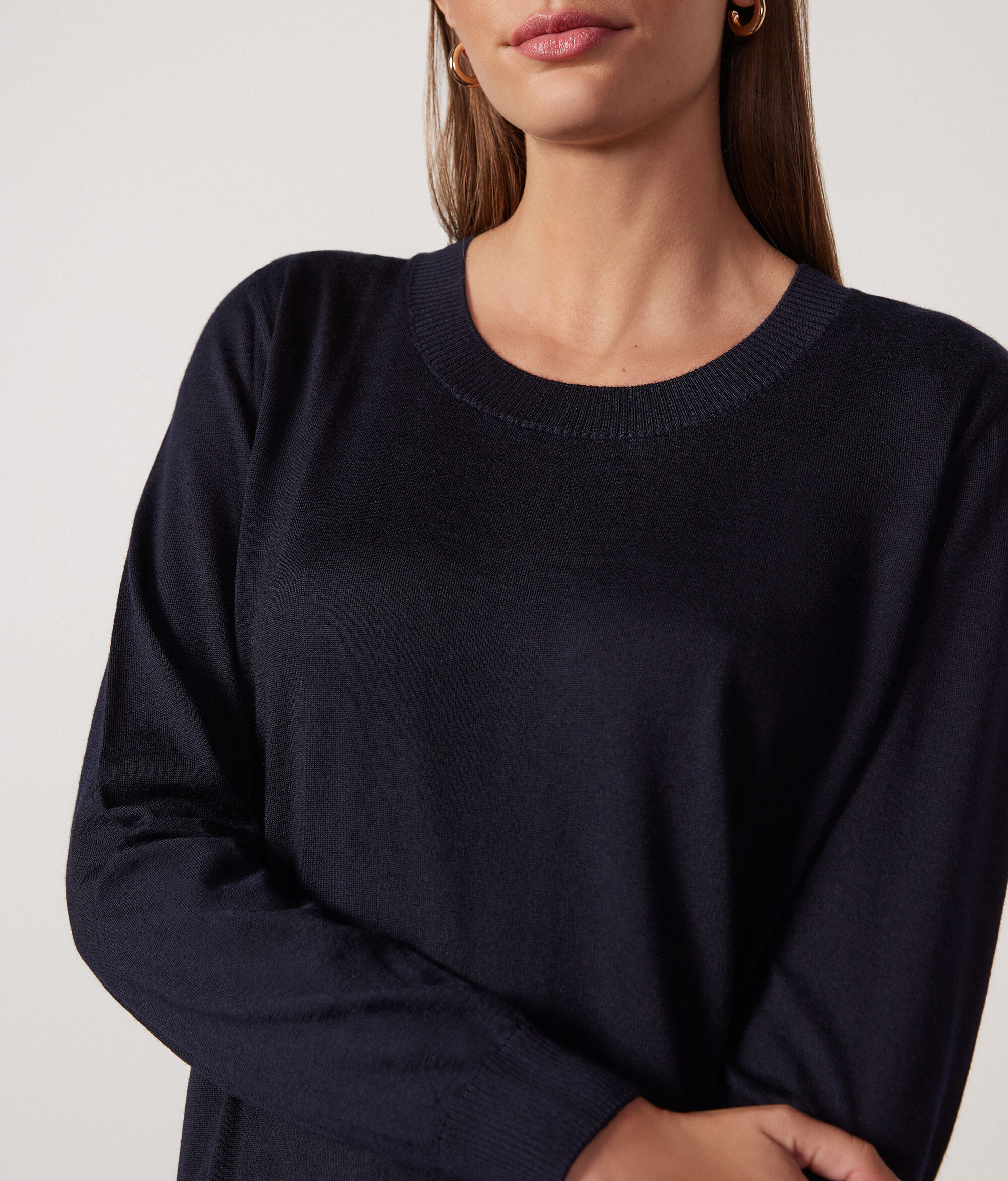 Pull à col rond en cachemire ultra-fin