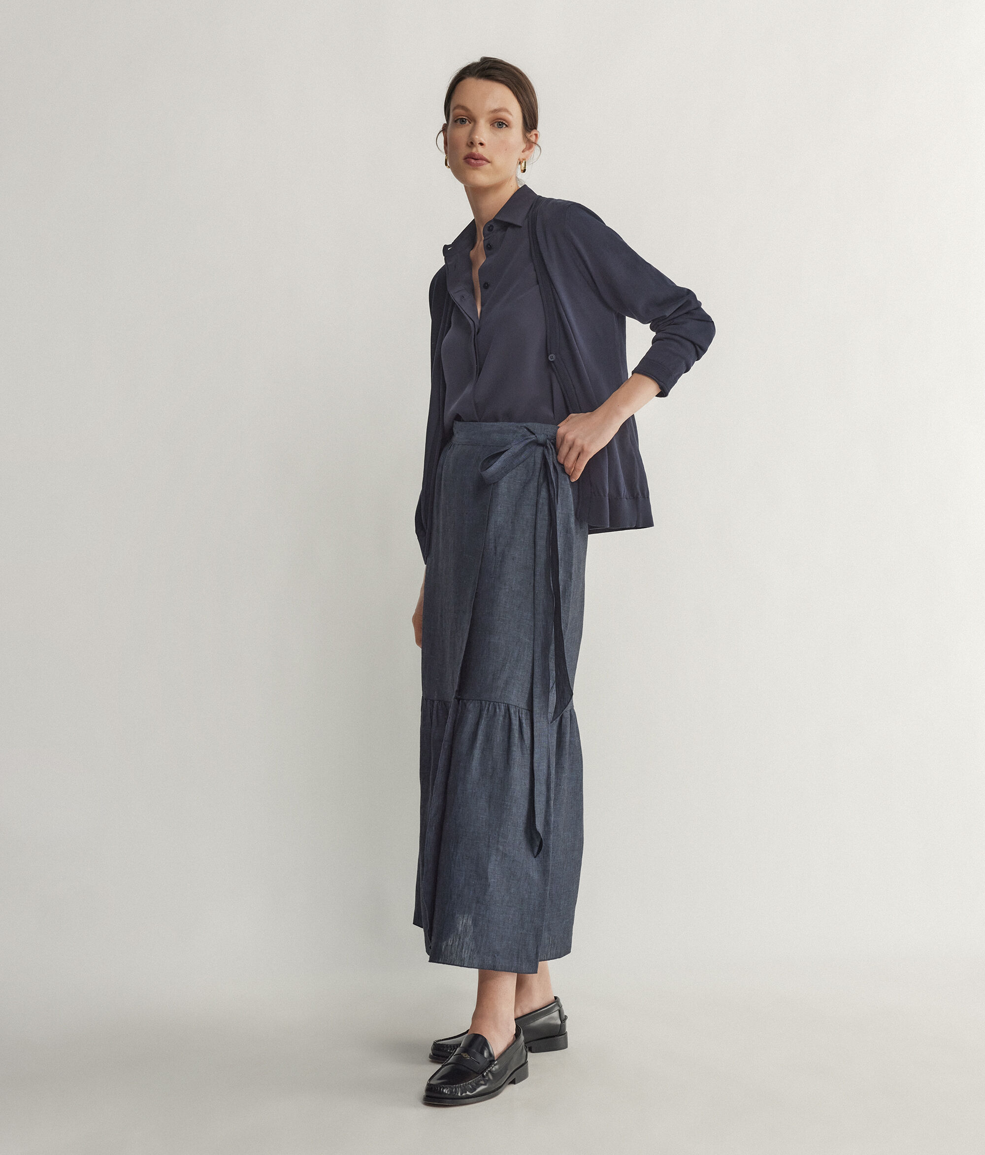 Flounced Linen Skirt