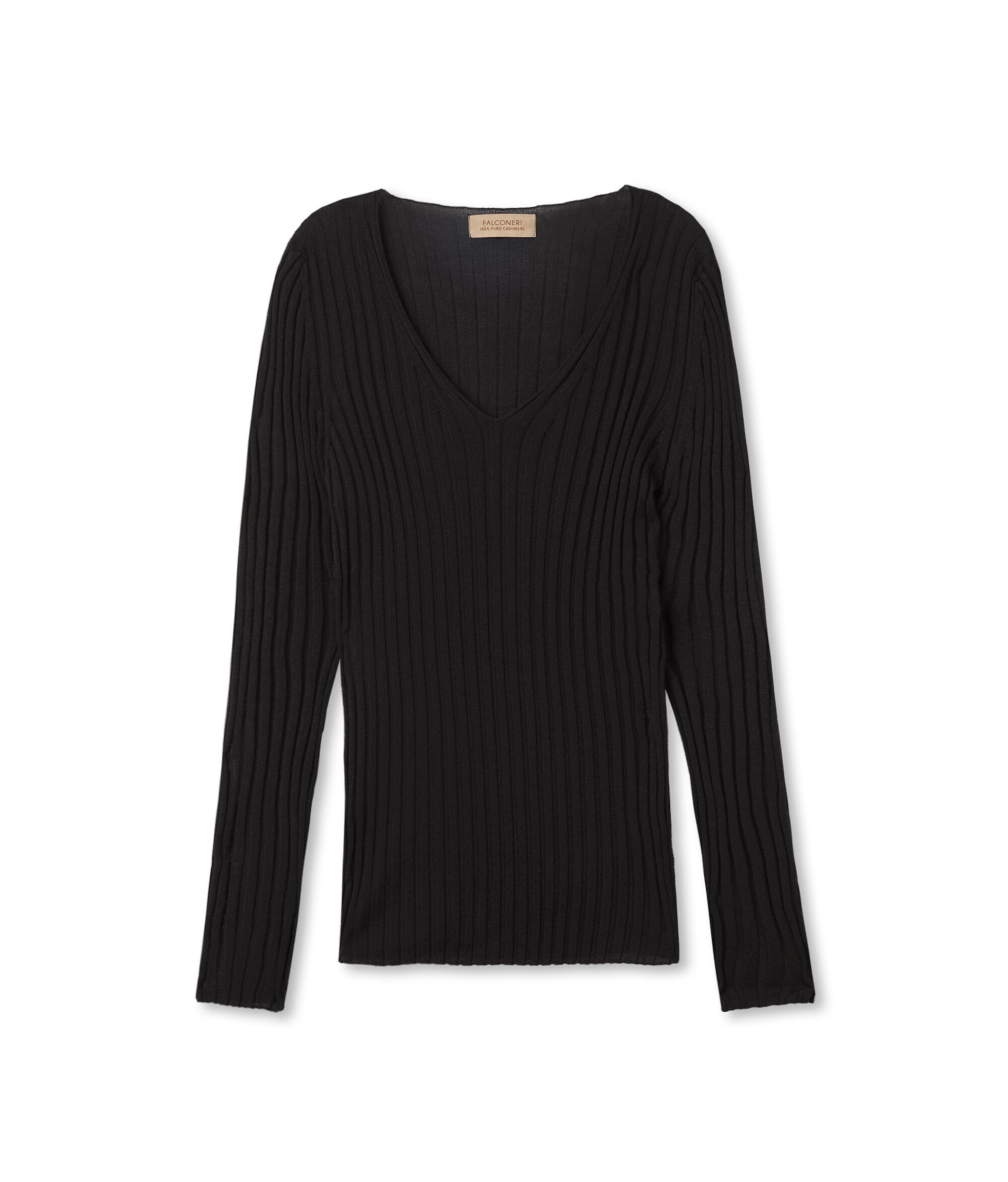 Maglia Scollo a V in Cashmere Ultrafine a costine