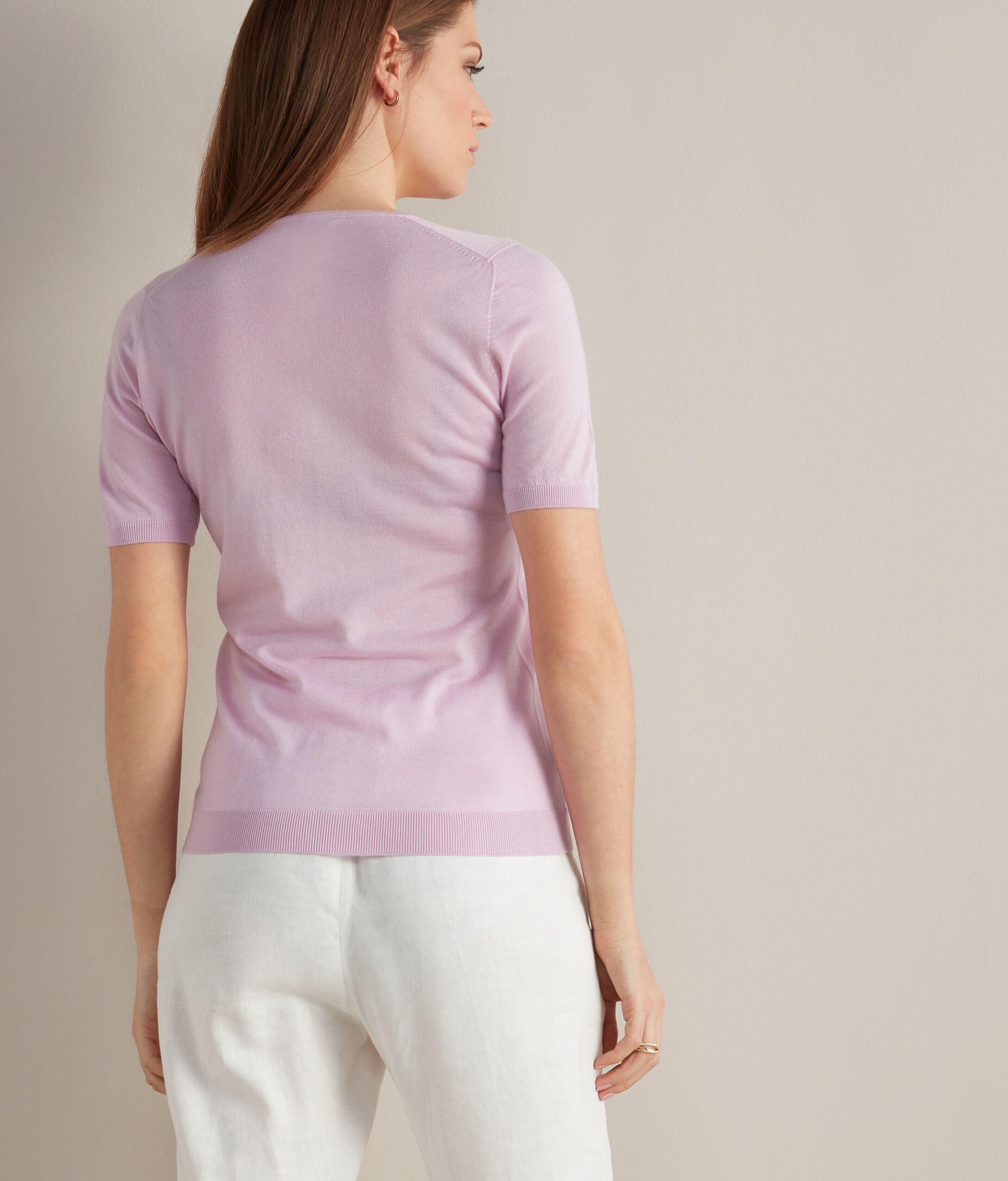 Round-Neck Short-Sleeve Ultrafine Cashmere Top