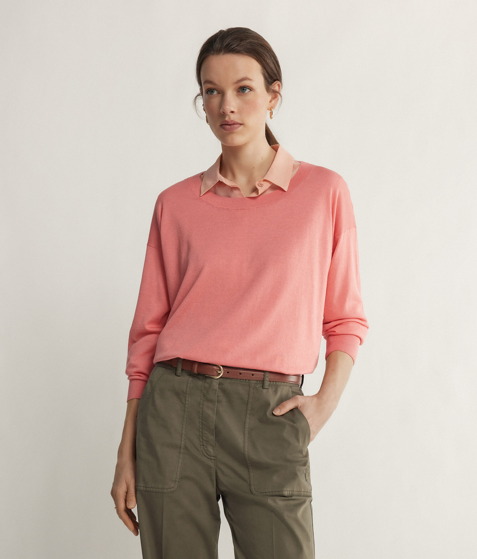 Maglia Girocollo in Seta e Cotone