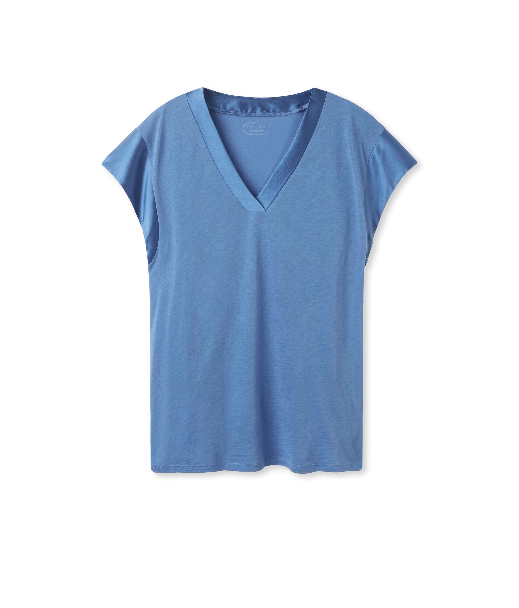 T-Shirt in Fresh Silk with Satin Trim