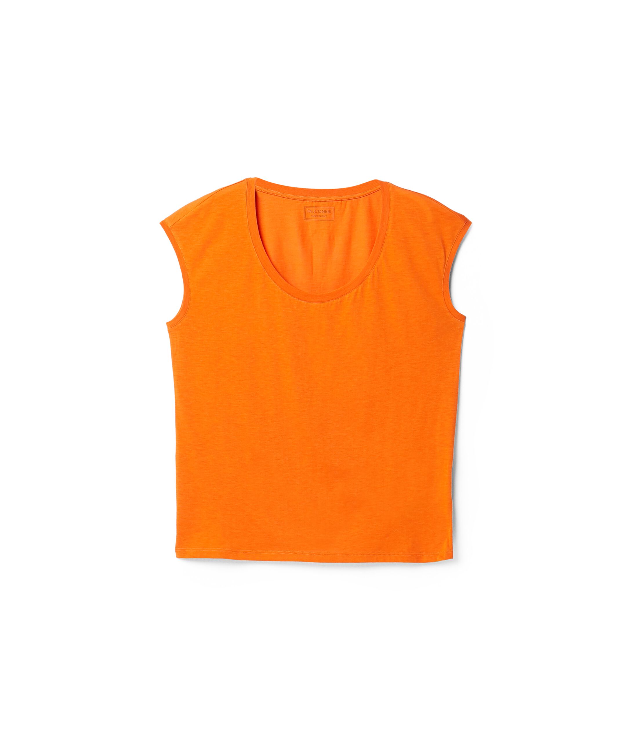 T-shirt Scollo Ampio in Cotone e Seta