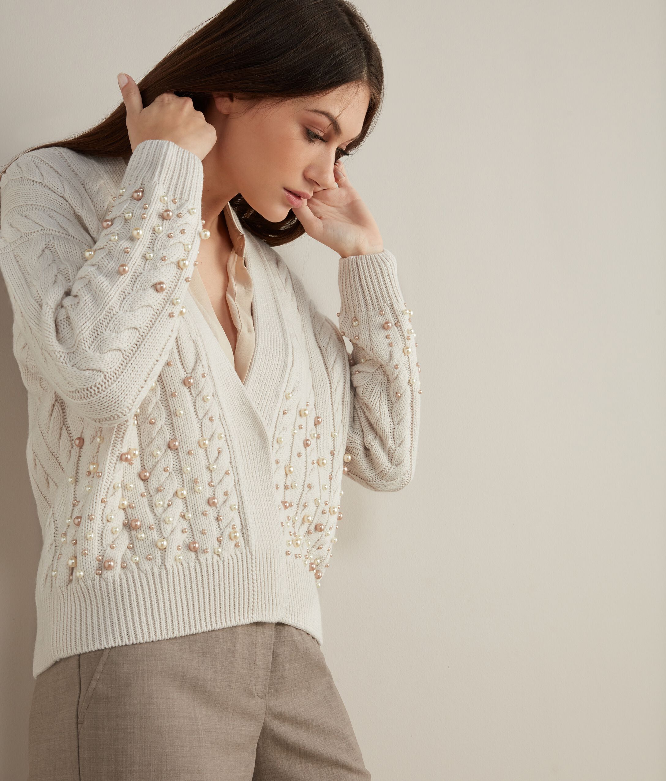 Cardigan in Lana con Perle