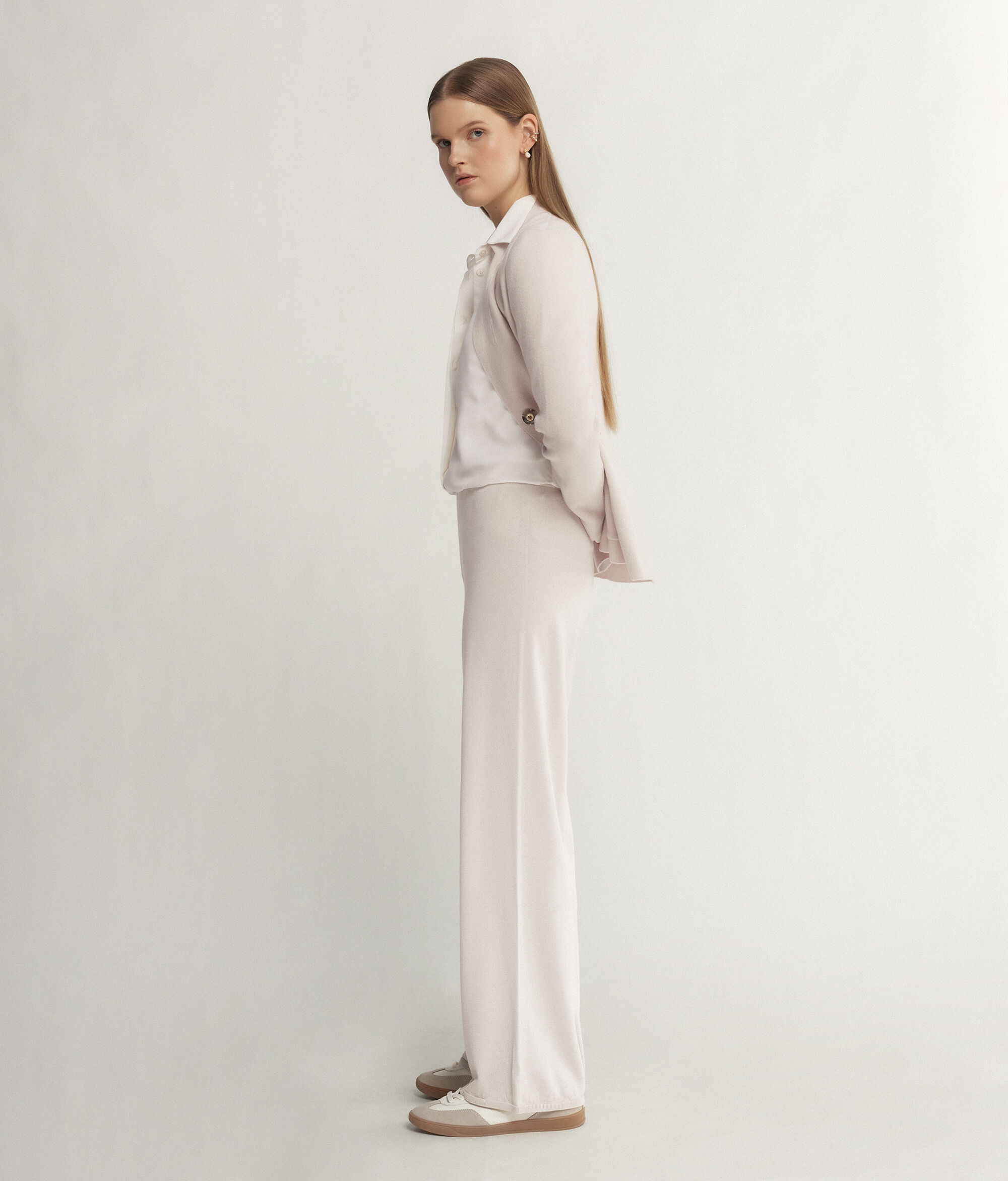 Pantalon large en soie et coton