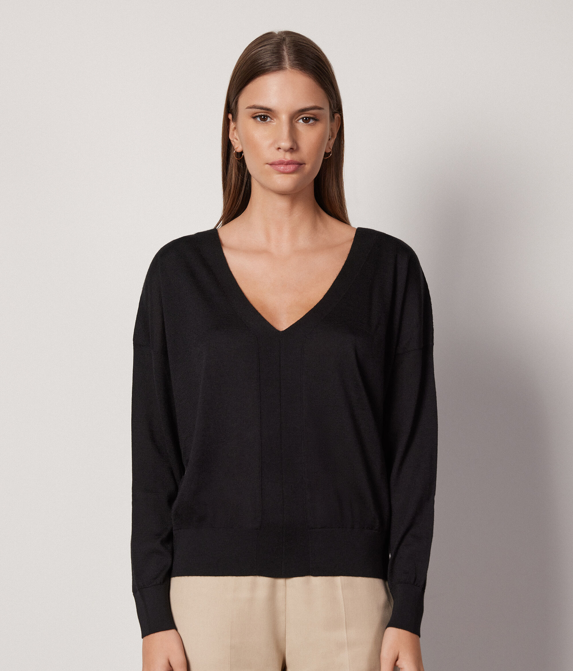 Pull à col V en cachemire ultra-fin