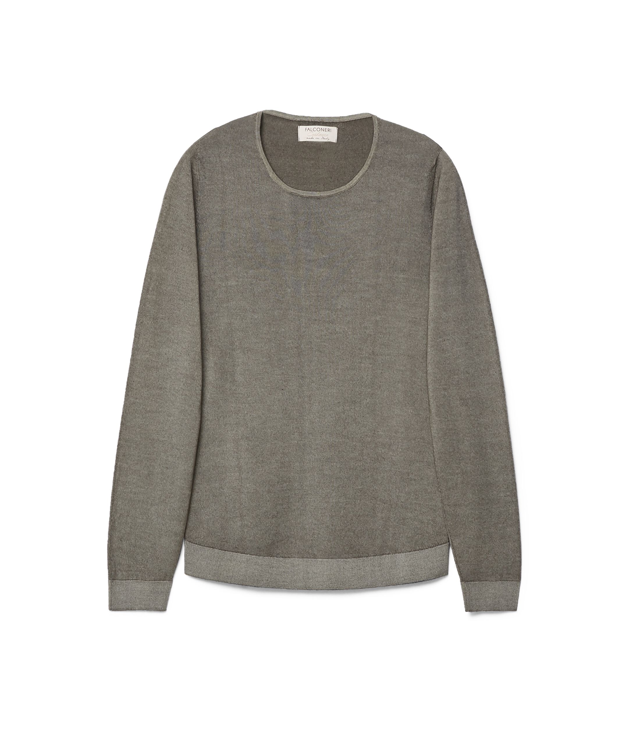 Maglia Girocollo in Cashmere Ultrafine Colore Verde Alloro