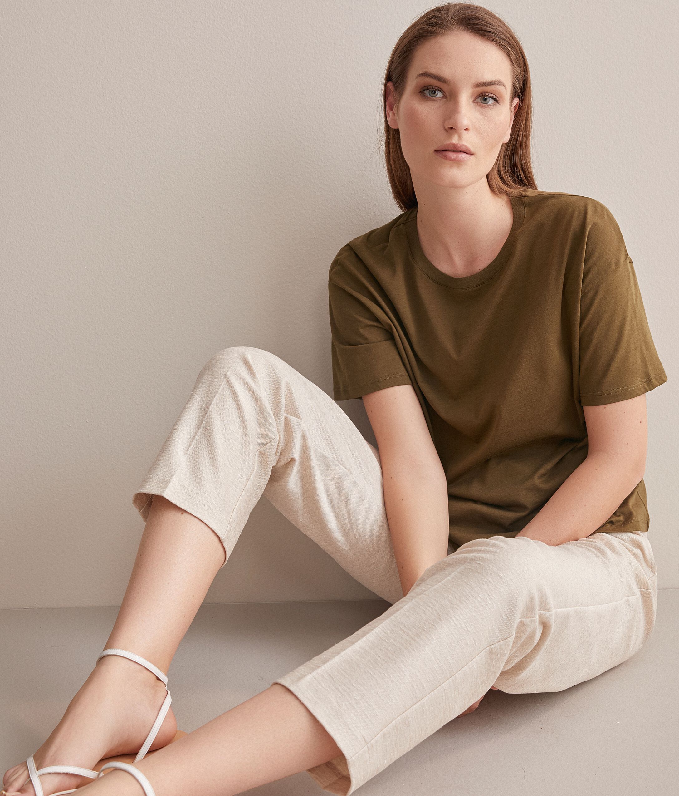 T-shirt Girocollo in Cotone e Seta