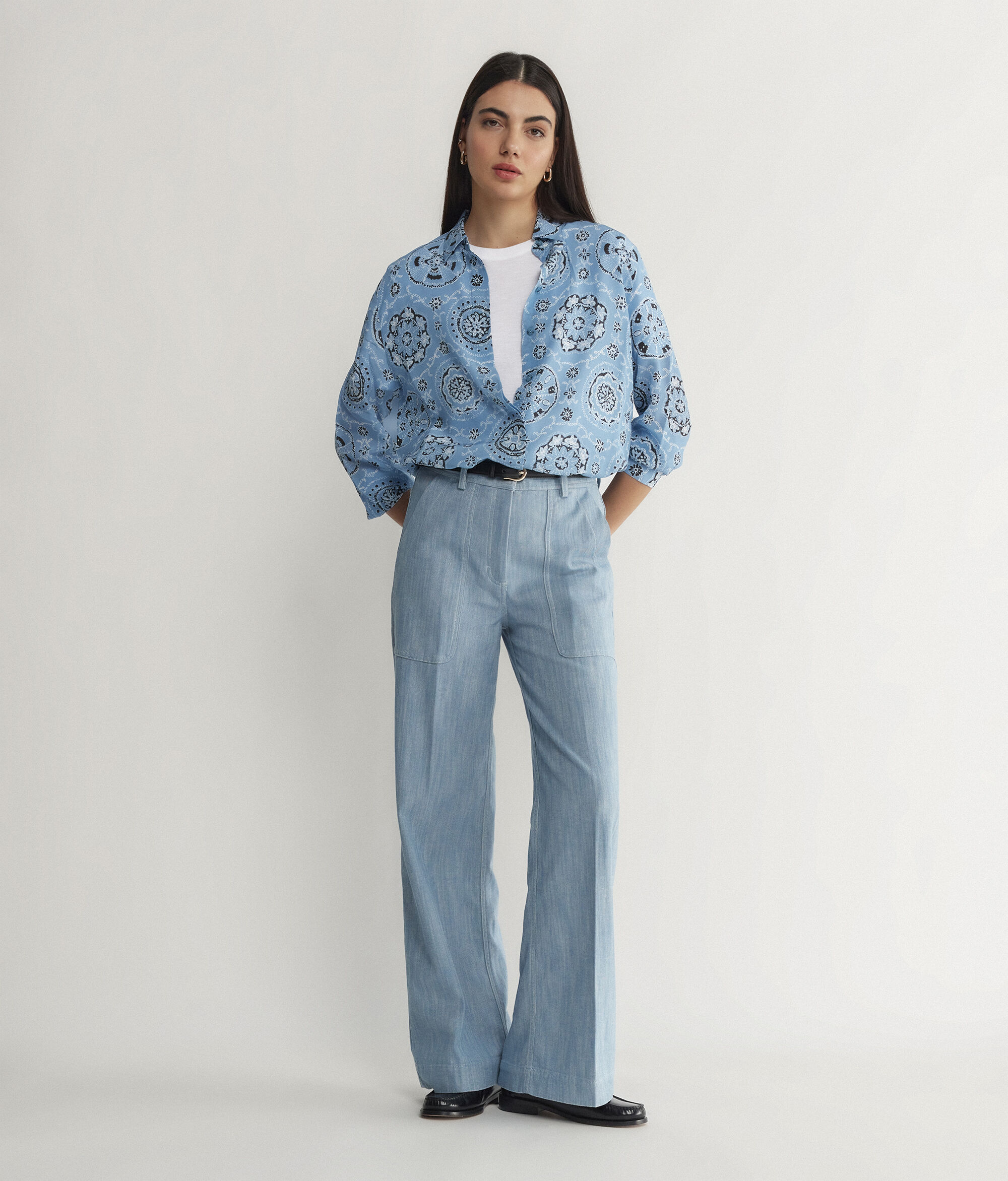 Pantalone Denim Tasche Applicate