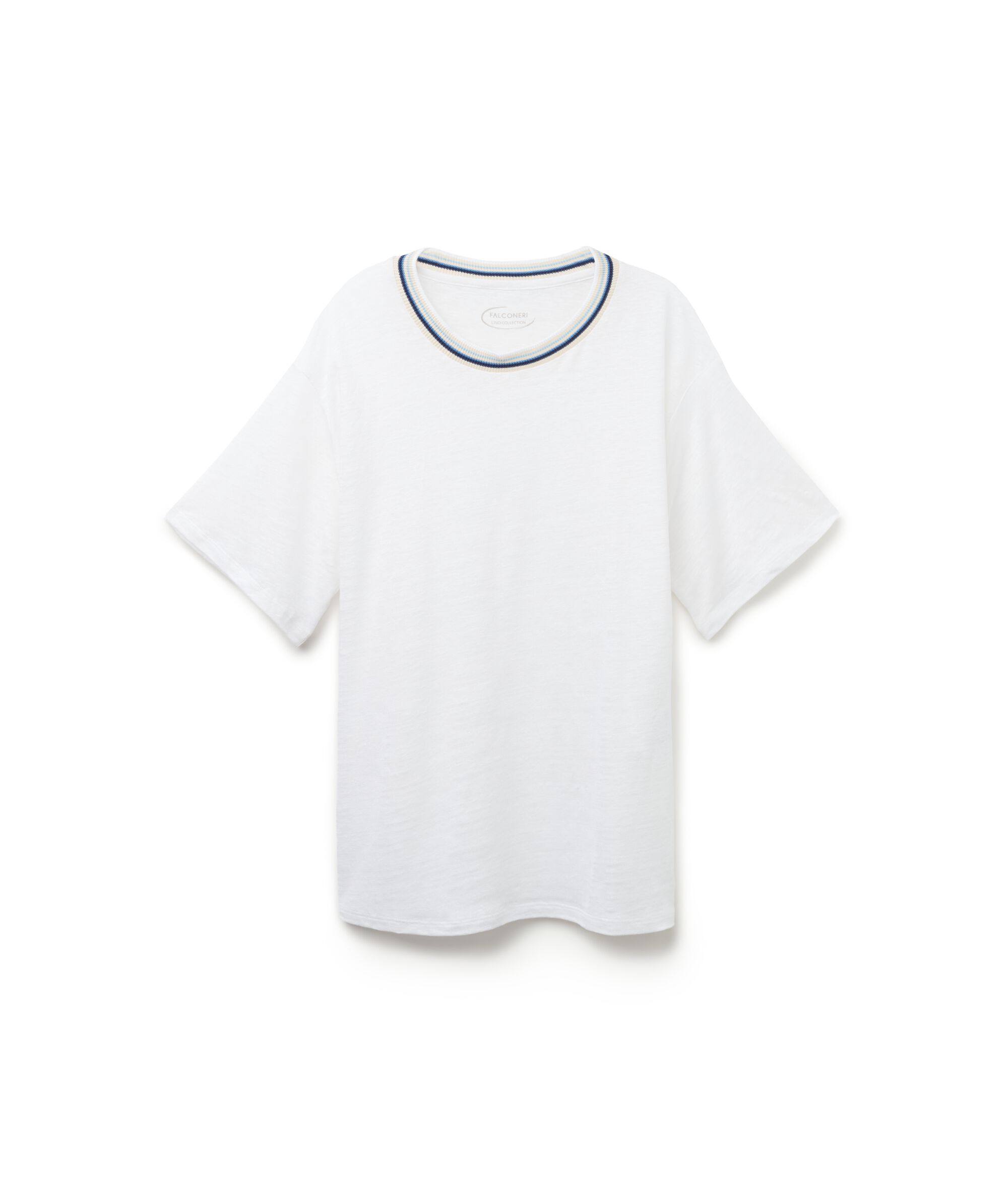 T-Shirt Girocollo Bordi Multicolor in Lino