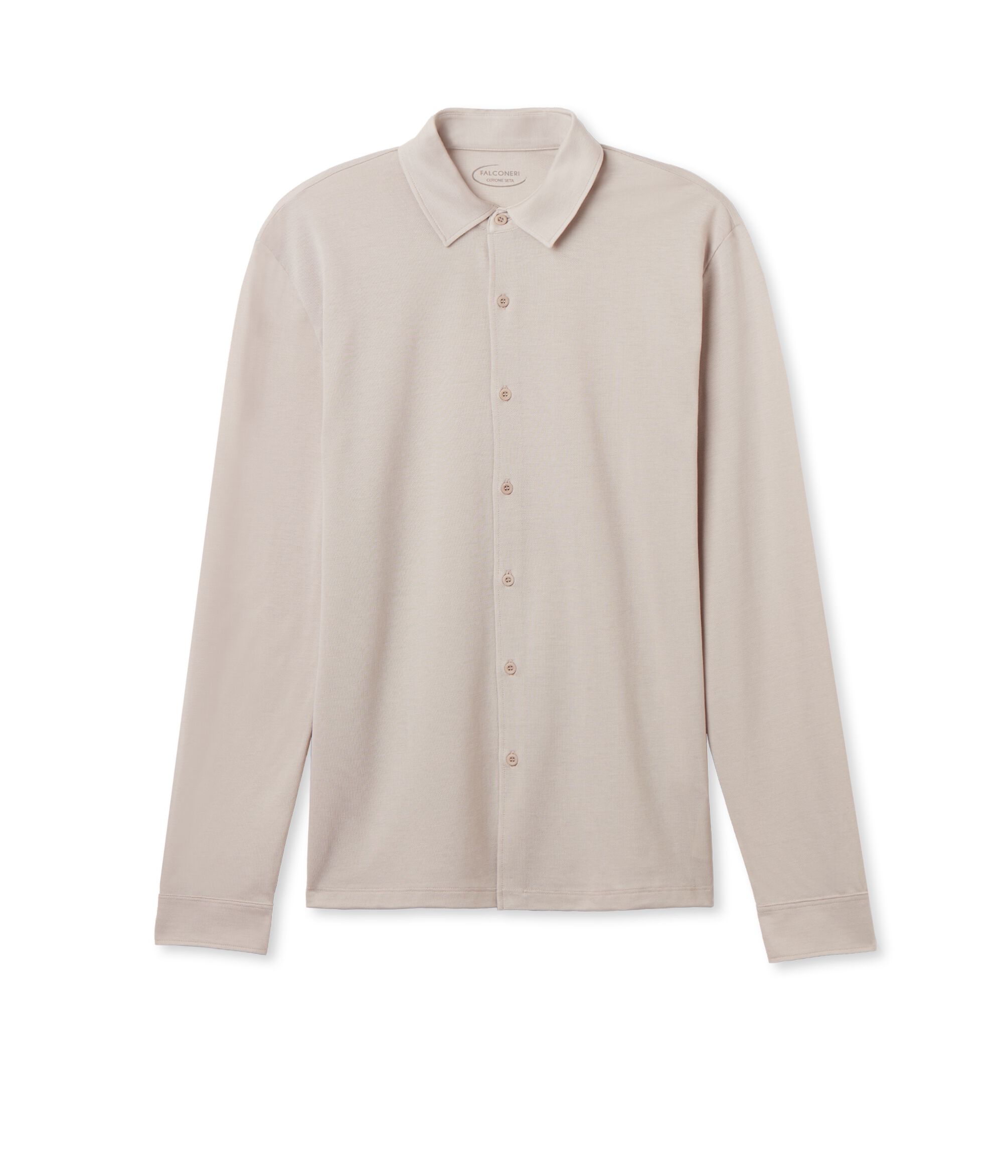Camicia a Maniche Lunghe in Piquet di Cotone Seta