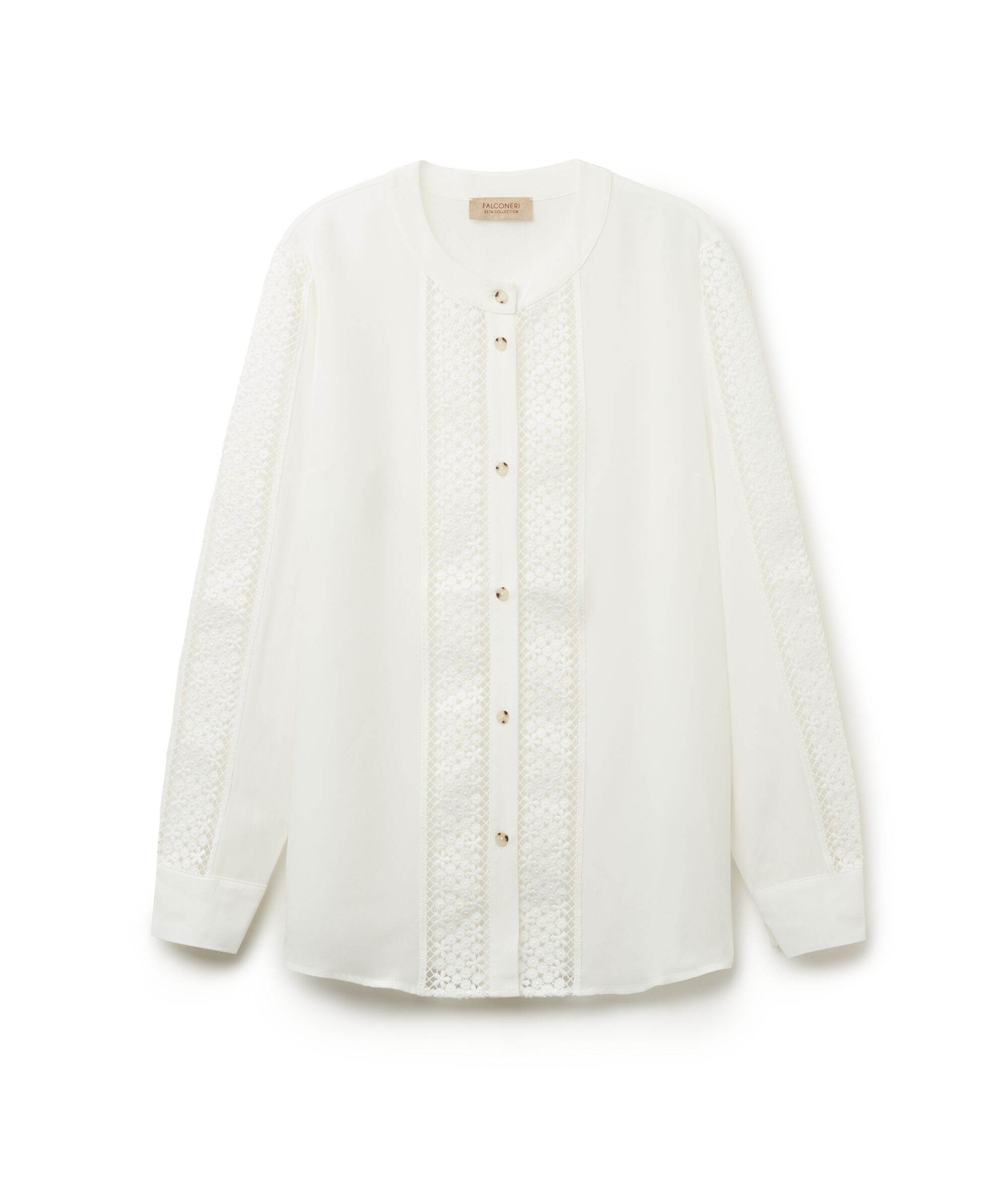 Camicia Seta Inserti Macramè