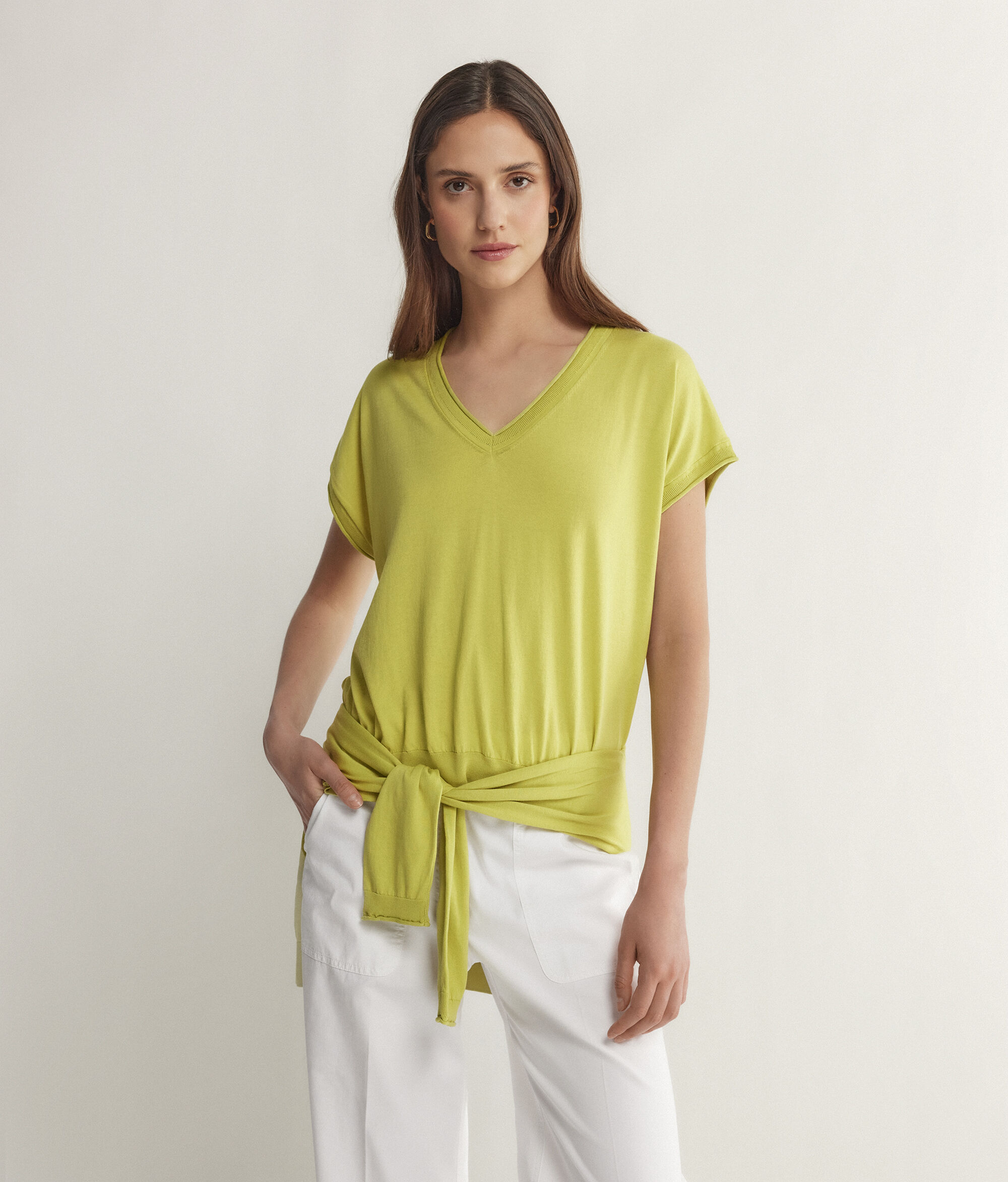 Maglia con Scollo V a Maniche Corte