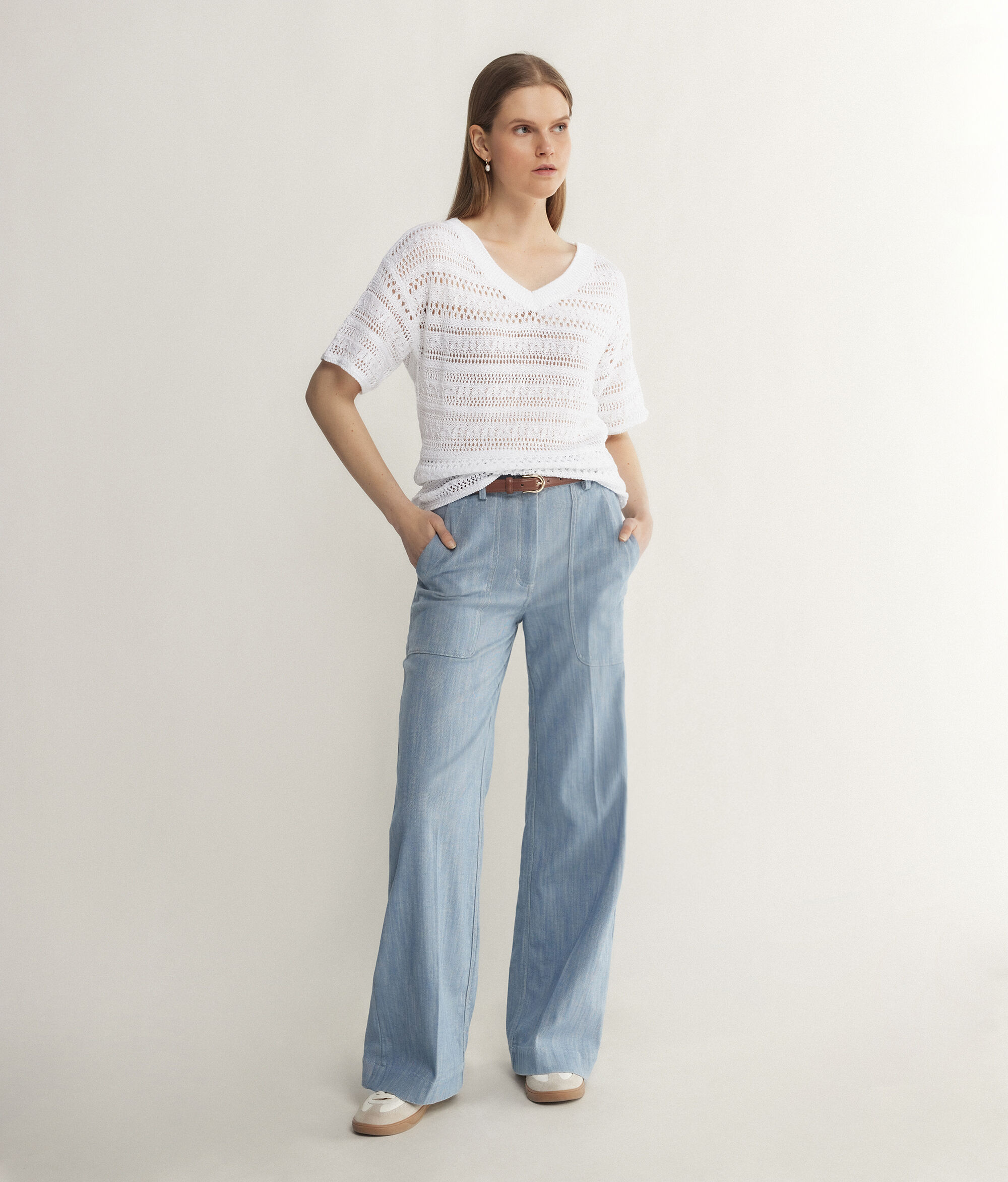 Maglia Maniche Corte Traforata  Crochet