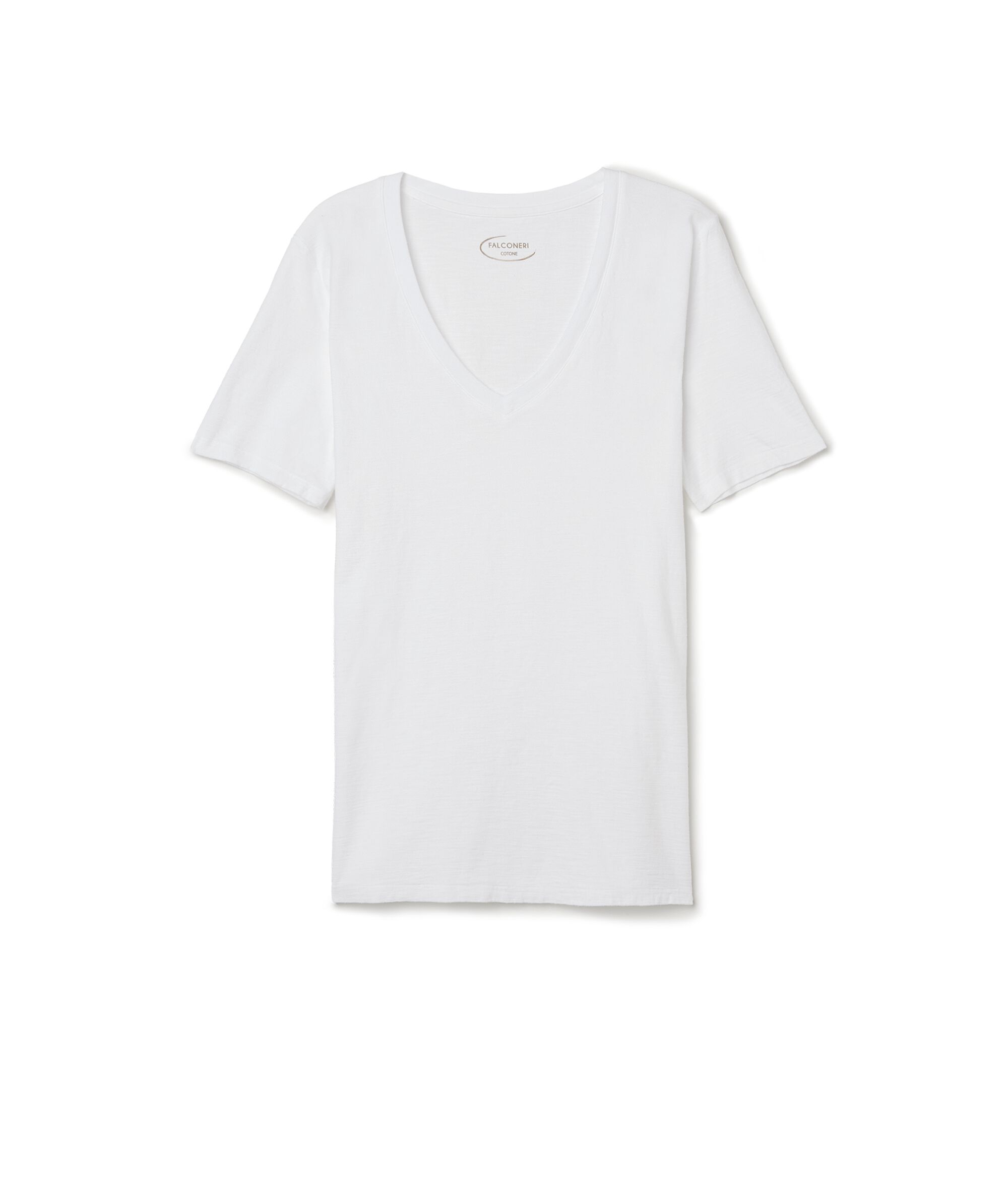 T-Shirt a Maniche Corte con Scollo a V in Cotone
