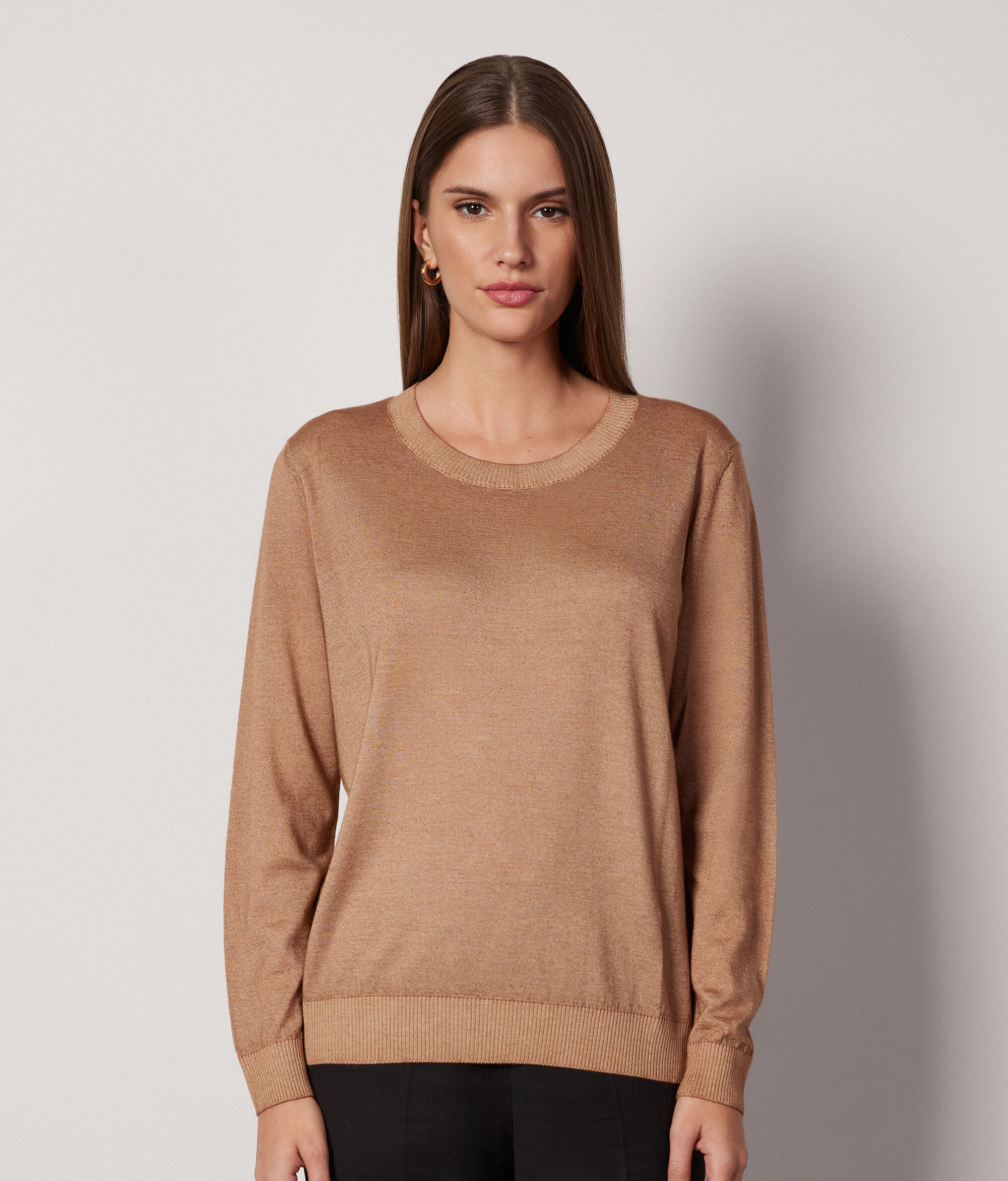 Camisola com Decote Redondo em Ultrafine Cashmere