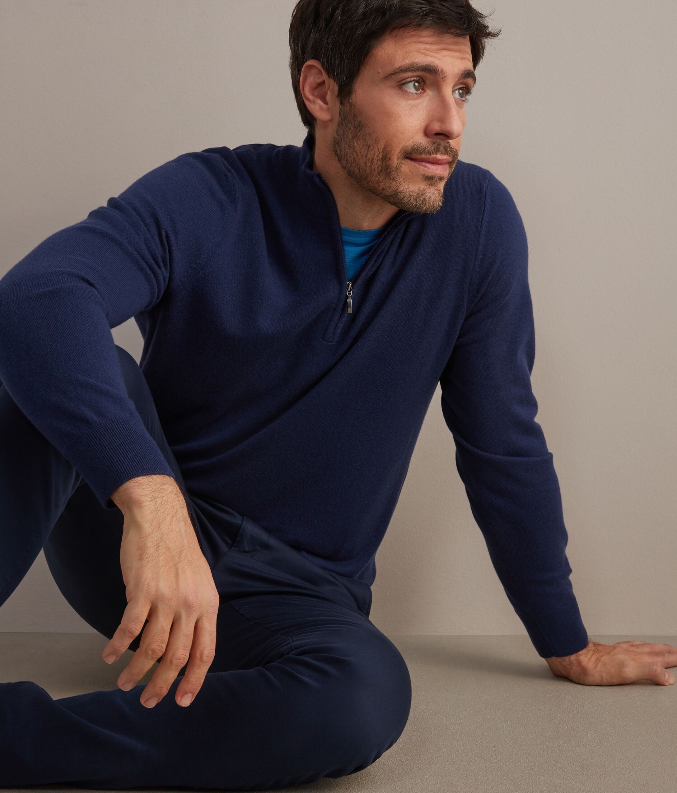 Ultrasoft Cashmere Half-Zip Funnel-Neck Jumper