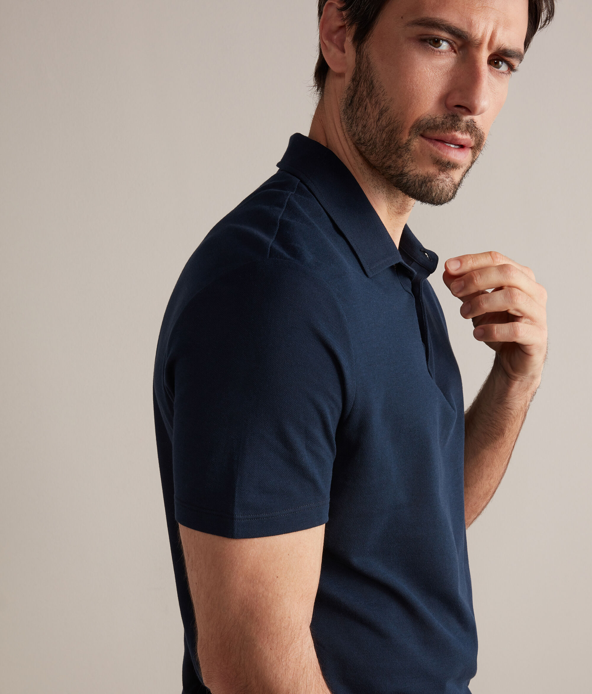 Pikee-Poloshirt aus Baumwolle und Seide