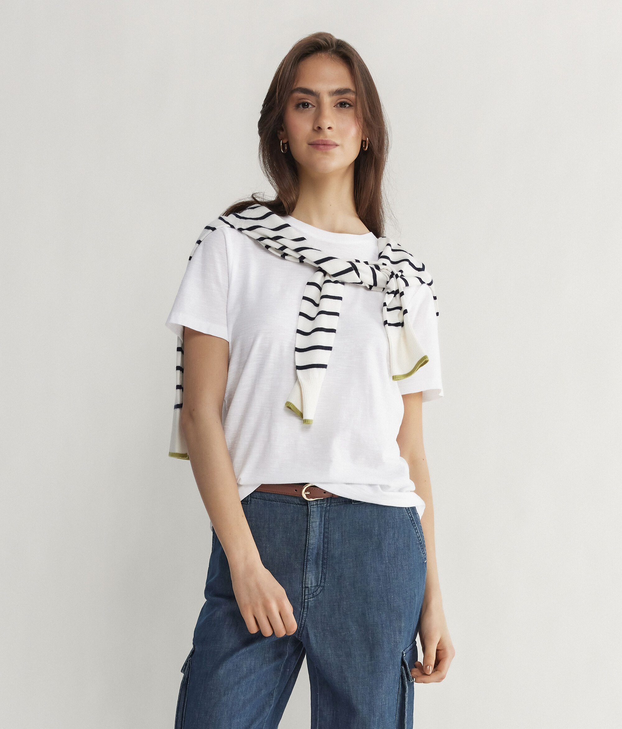 T-Shirt Girocollo a Maniche Corte in Cotone