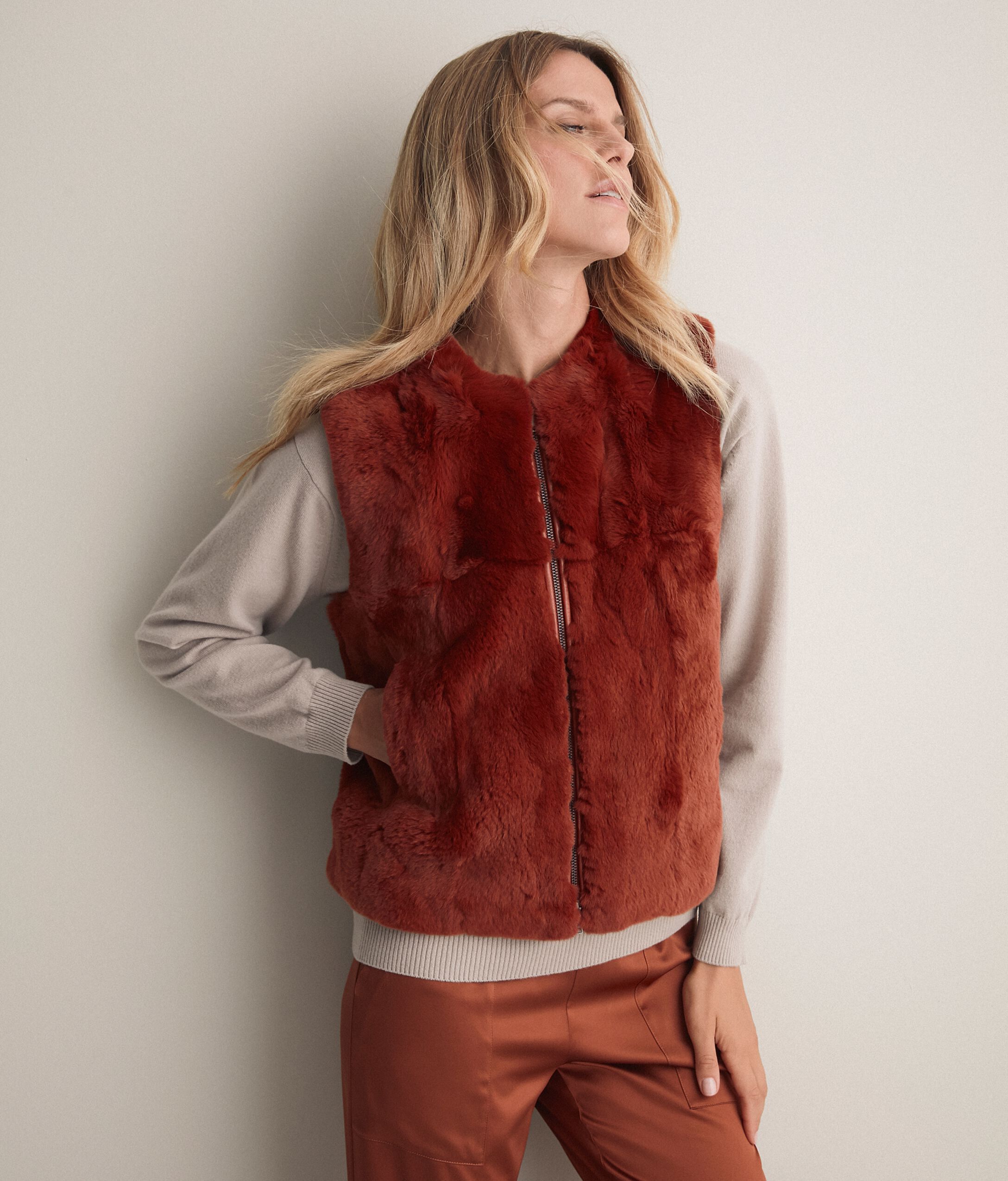 Gilet Zip Pelliccia