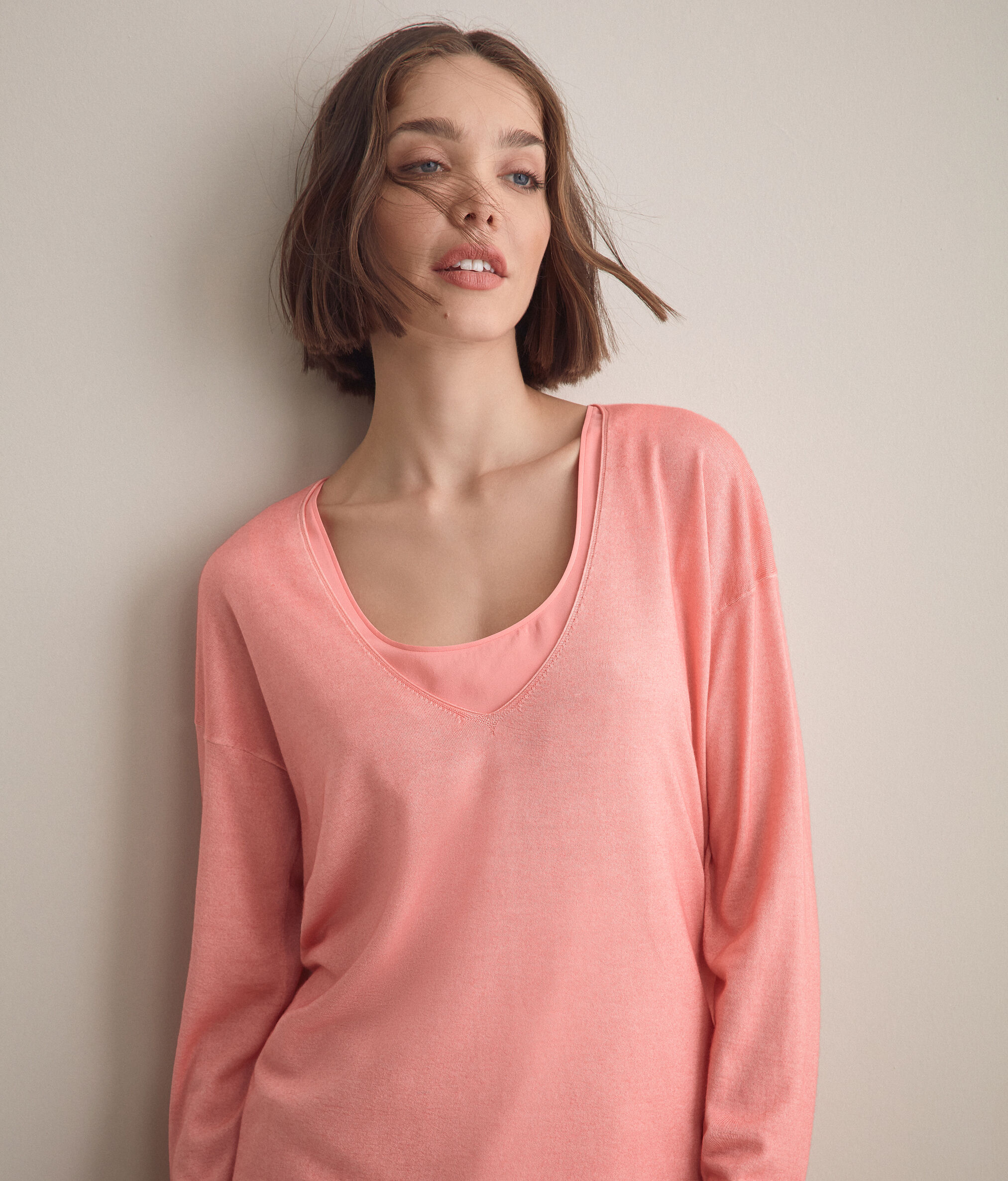 Pull large à col V en Cachemire ultra-fin