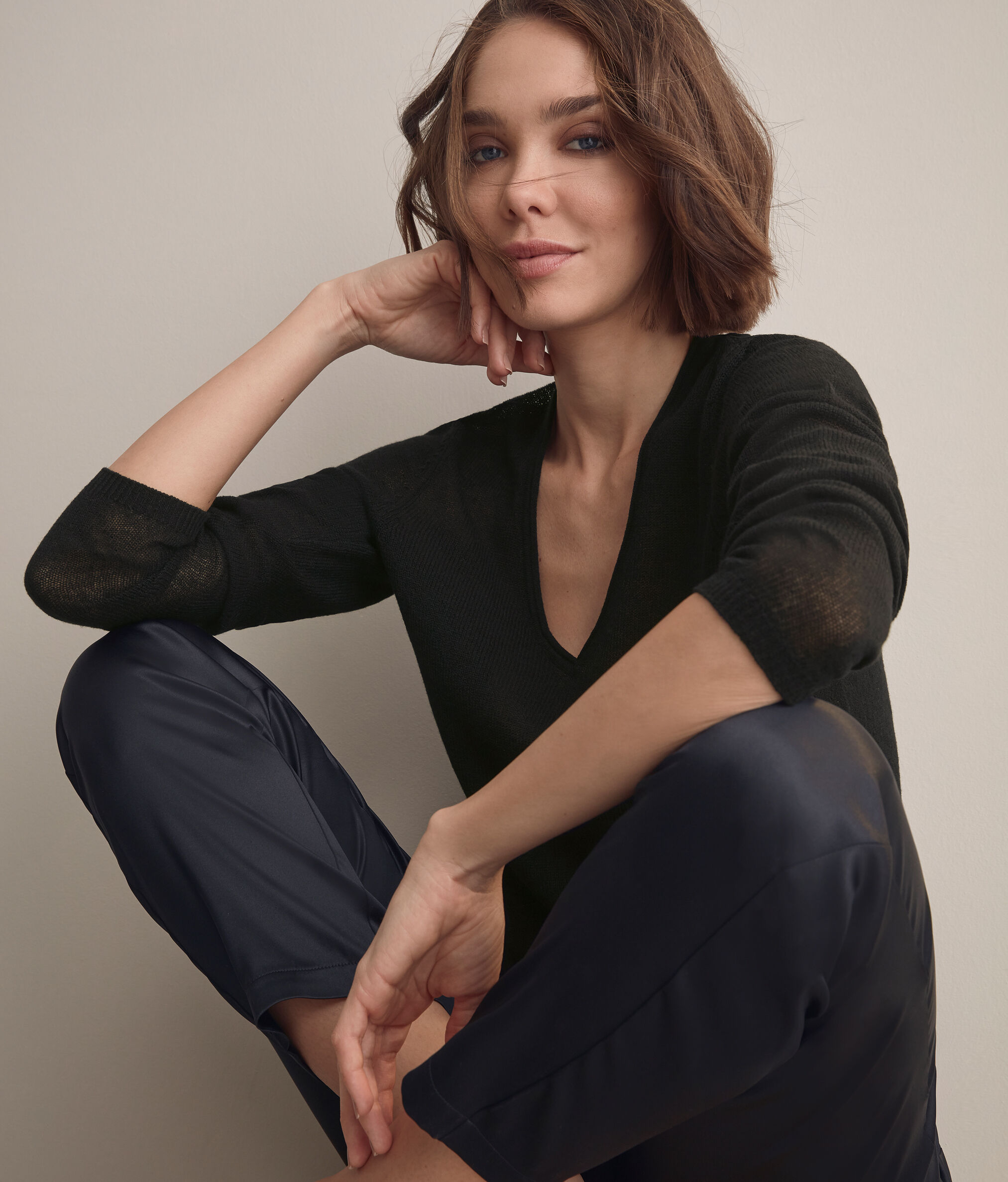 Maglia Scollo V in Cashmere Nuvola
