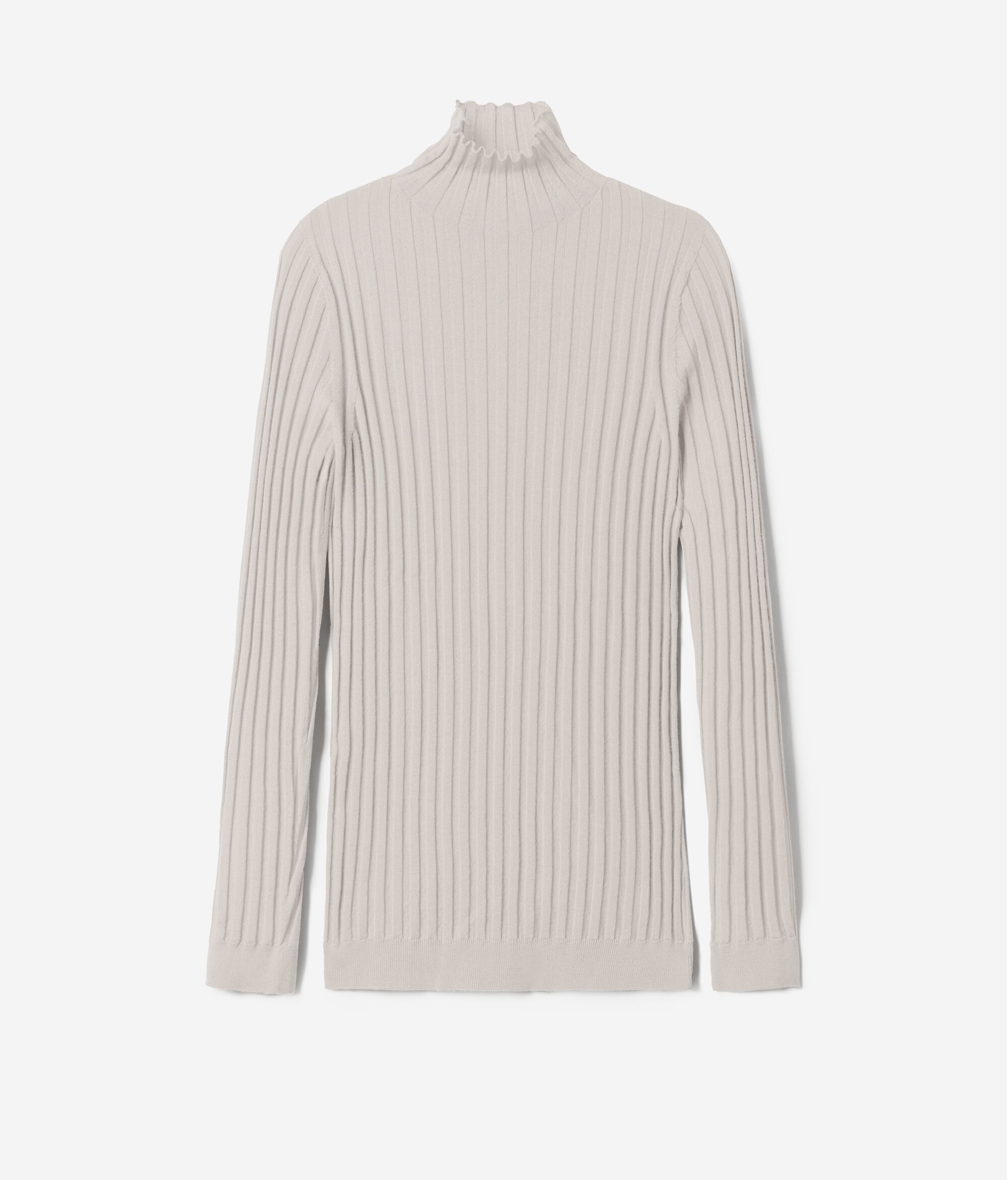 Flat Ribbed Ultralight Cashmere Polo Neck